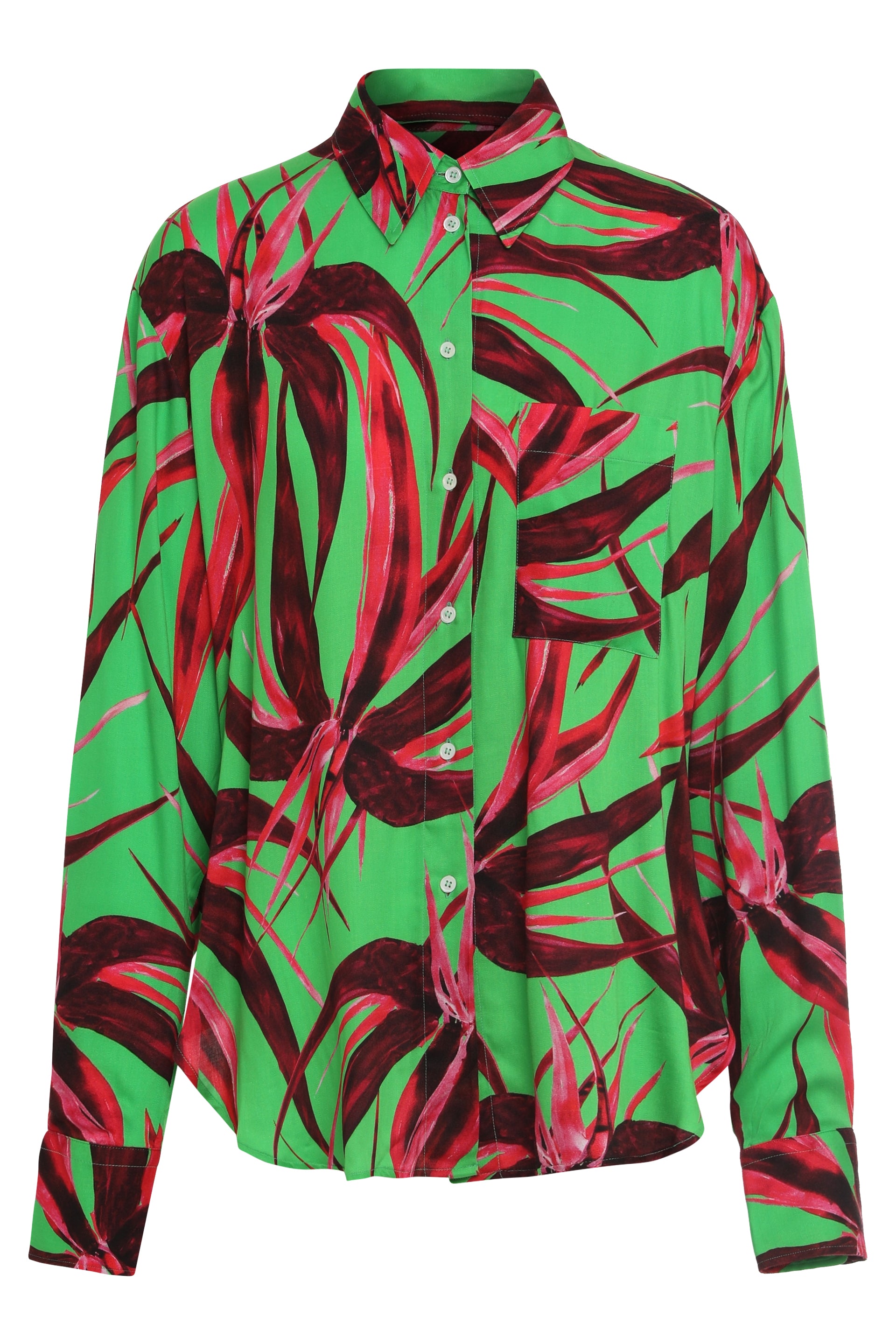 Louisa Ballou Printed Viscose Shirt — Green by Louisa Ballou