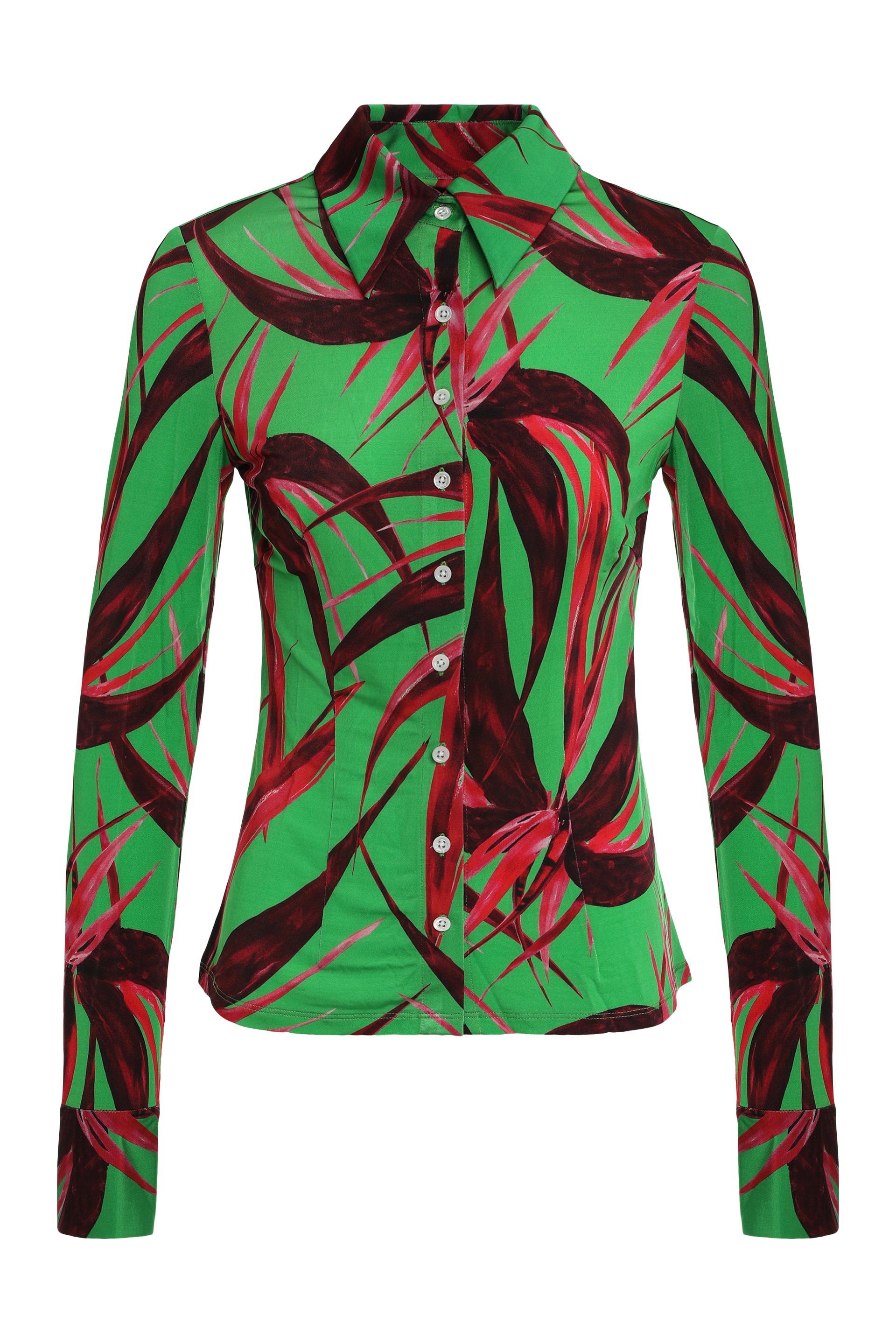 Louisa Ballou Printed Viscose Blouse — Green by Louisa Ballou