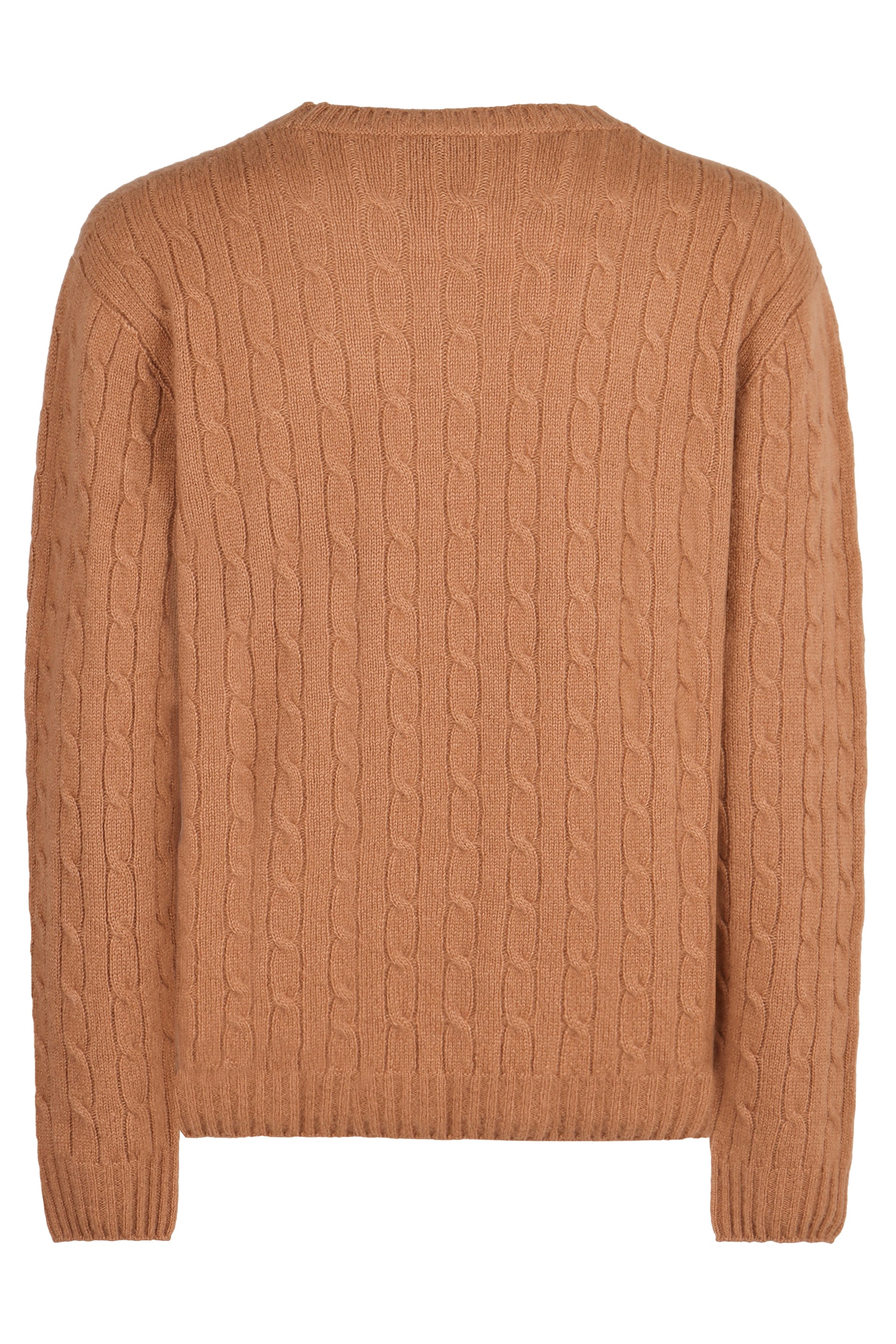 The Alphabet Cashmere-Silk Blend Cable Knit Sweater — Camel, view 2