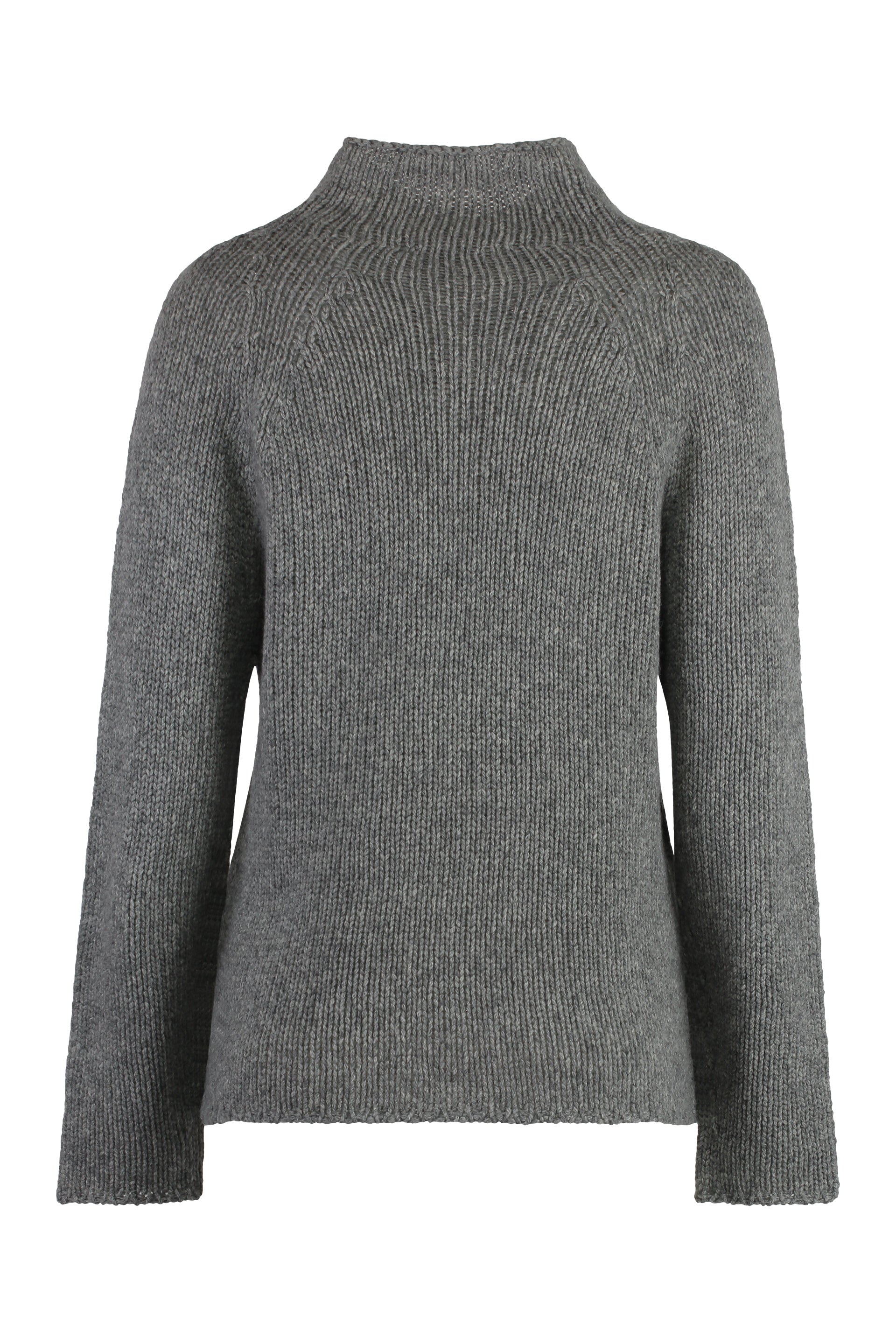 The Alphabet Cashmere Ribbed Turtleneck Sweater — Gray, view 2
