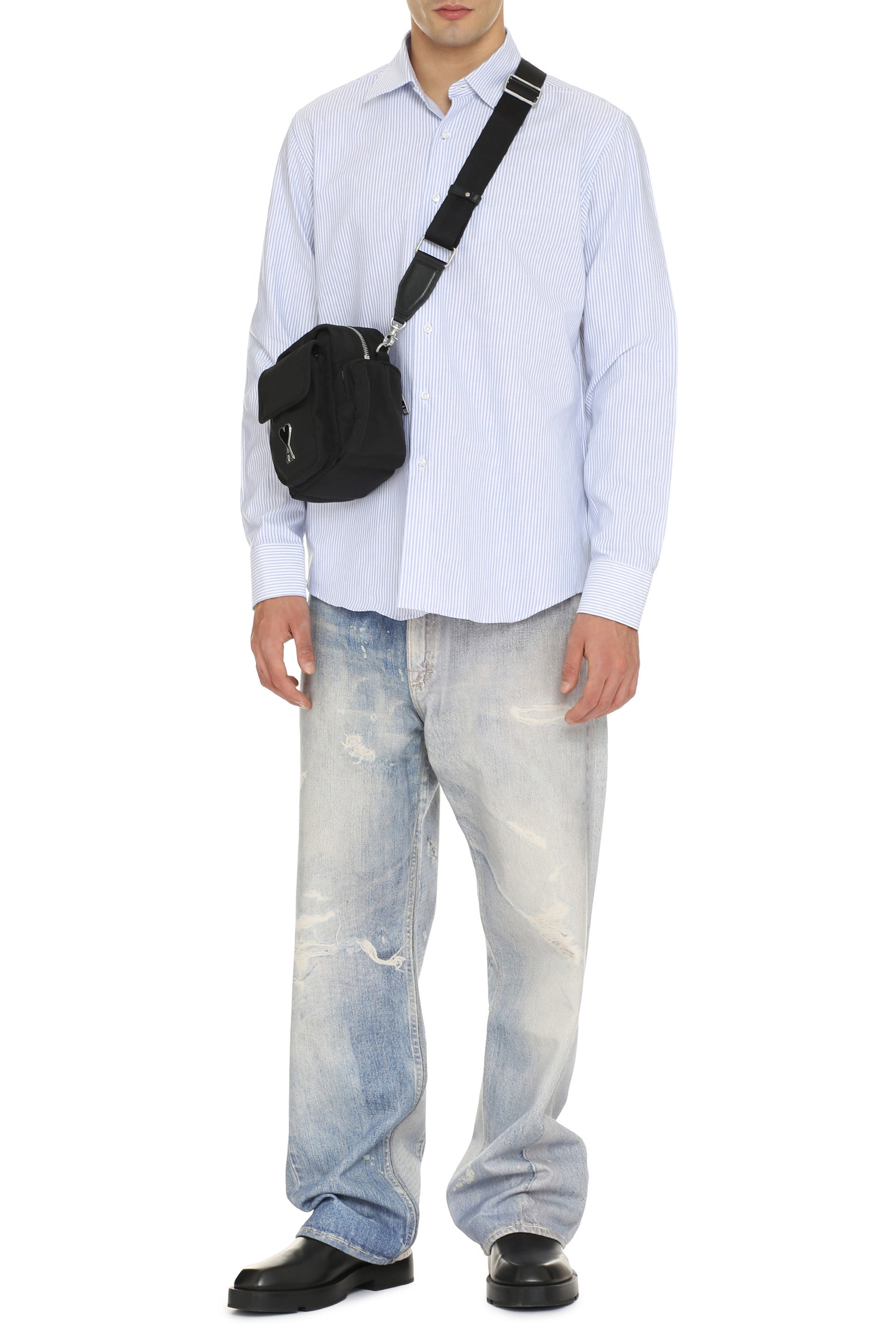 The Alphabet Striped Cotton Shirt — Blue, view 3