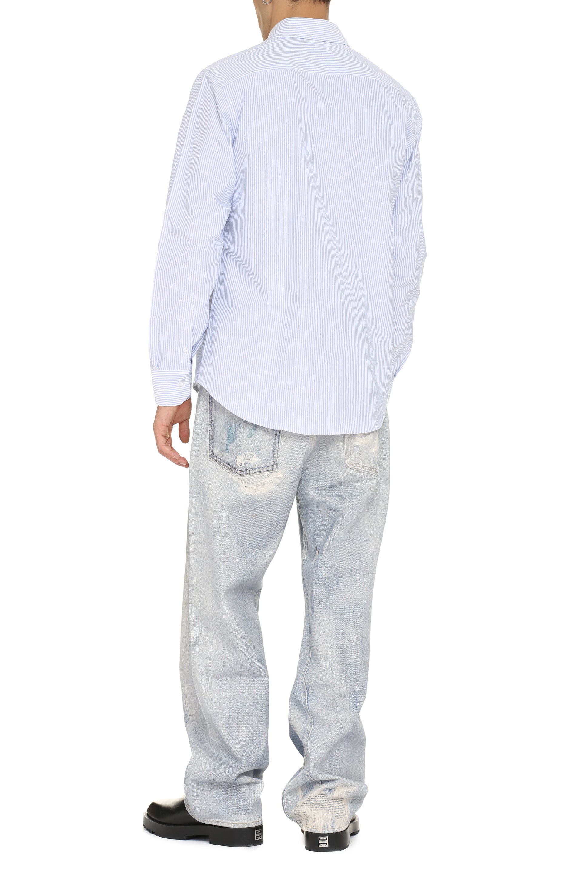The Alphabet Striped Cotton Shirt — Blue, view 4