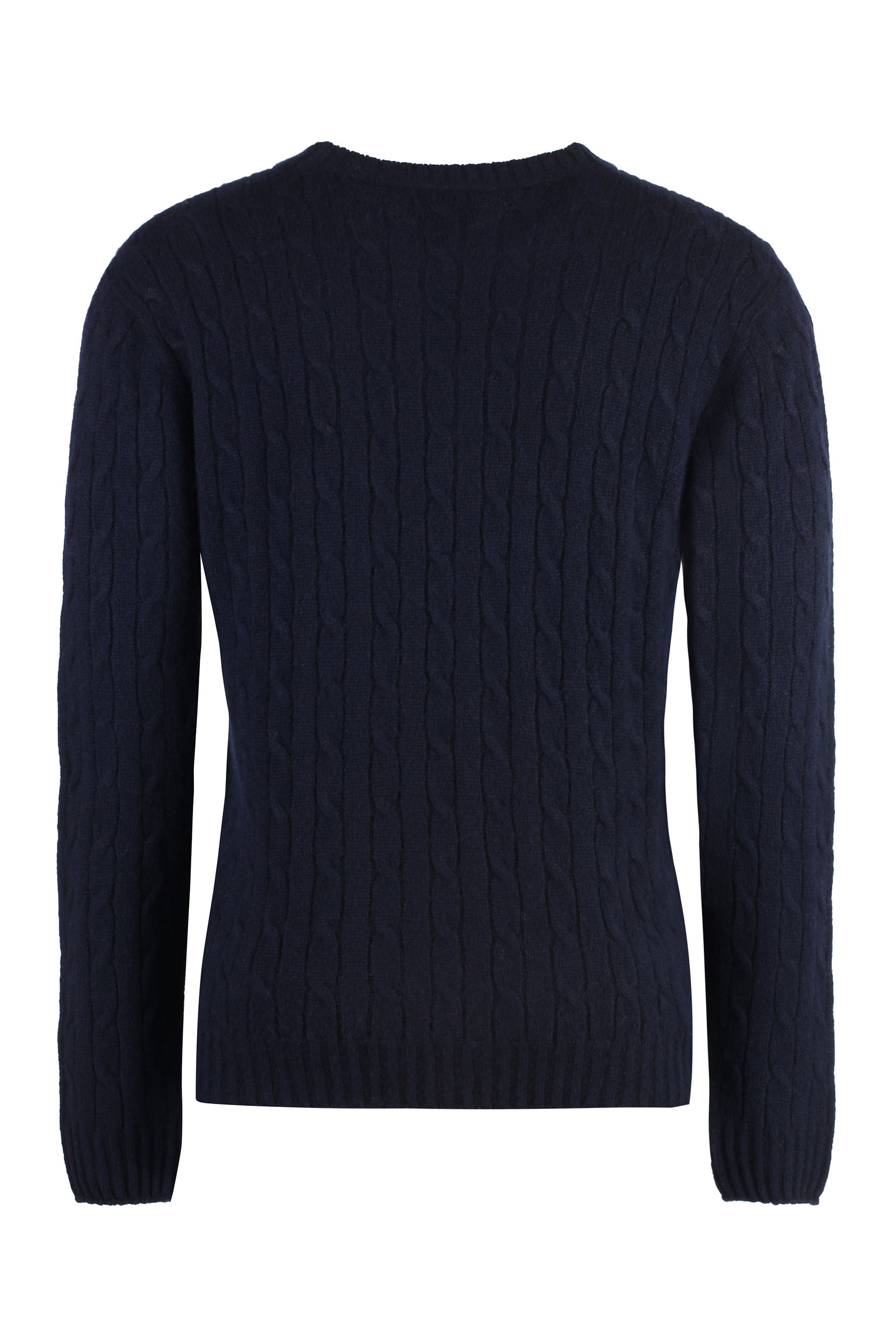 The Alphabet Cable-Knit Cashmere Sweater — Navy, view 2