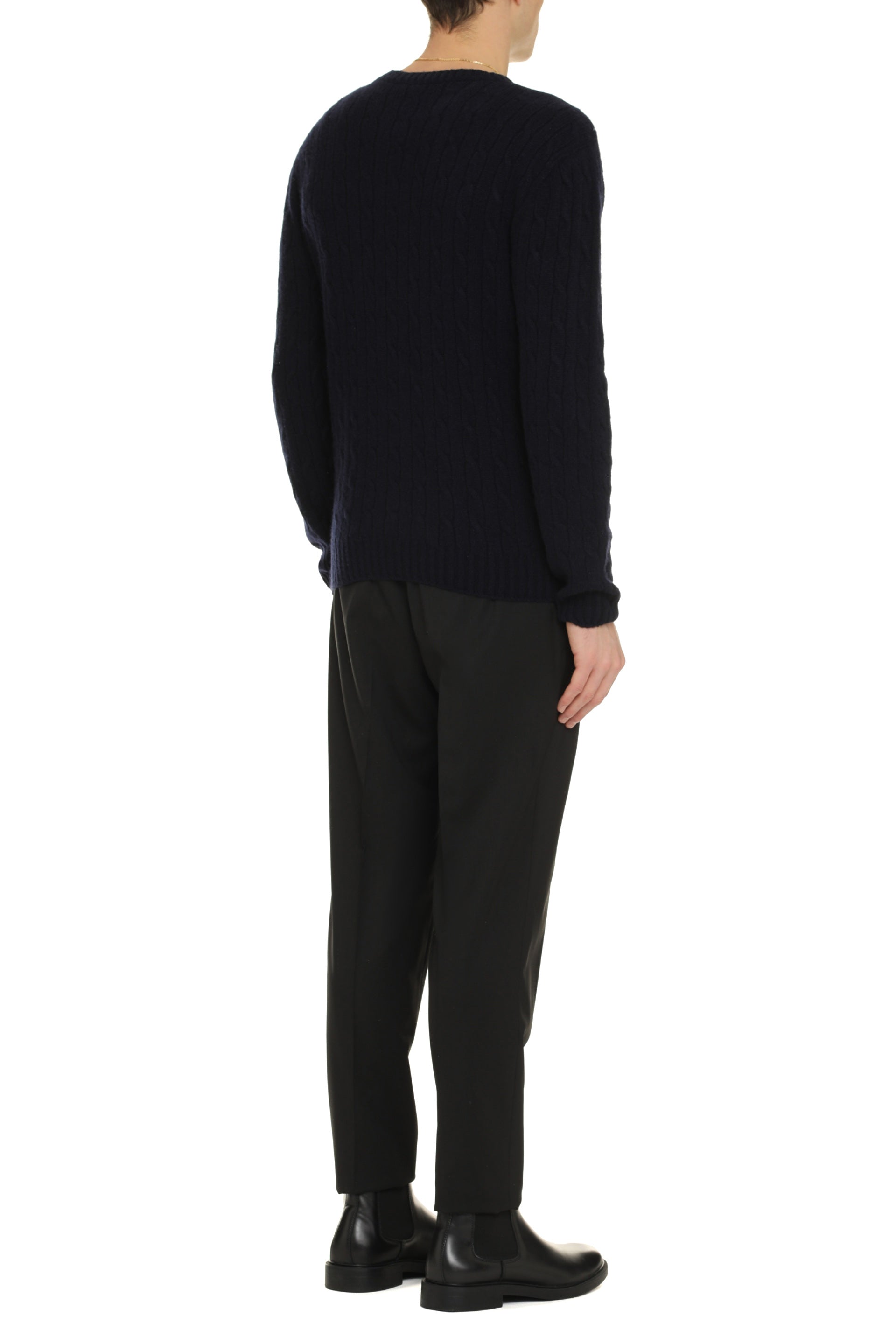 The Alphabet Cable-Knit Cashmere Sweater — Navy, view 4