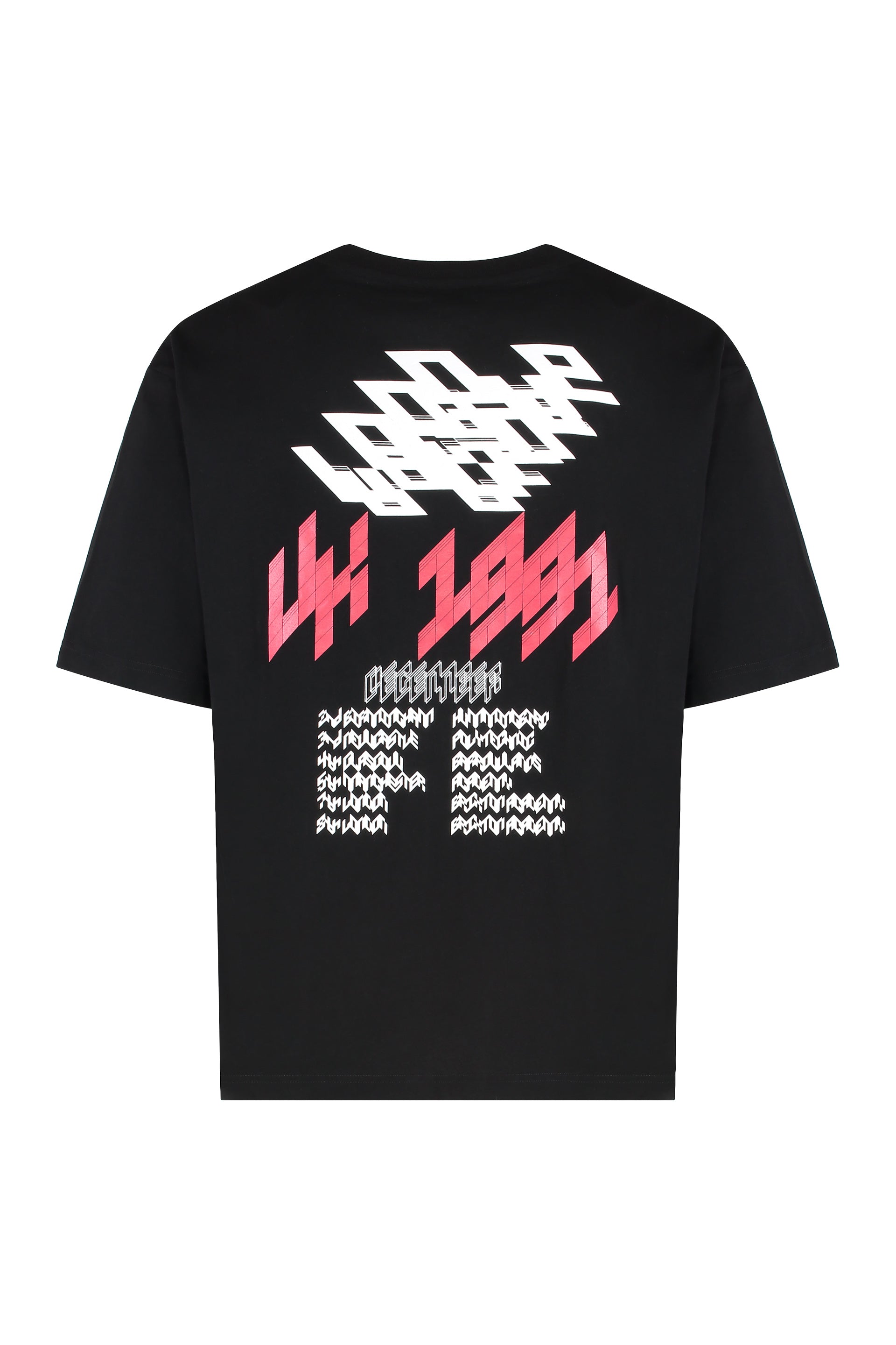 Ezr Geometric Graphic Crew-Neck T-Shirt — Black, view 2