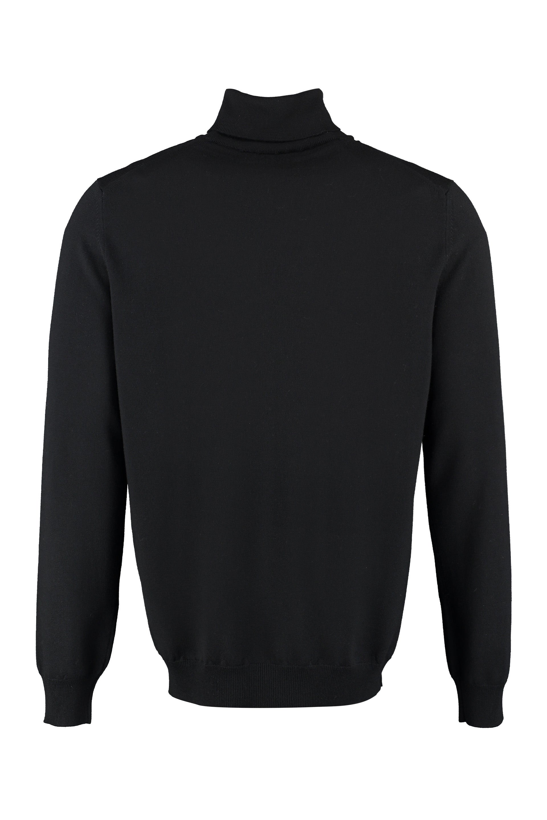 The Alphabet Extra-Fine Wool Turtleneck Sweater — Black, view 2