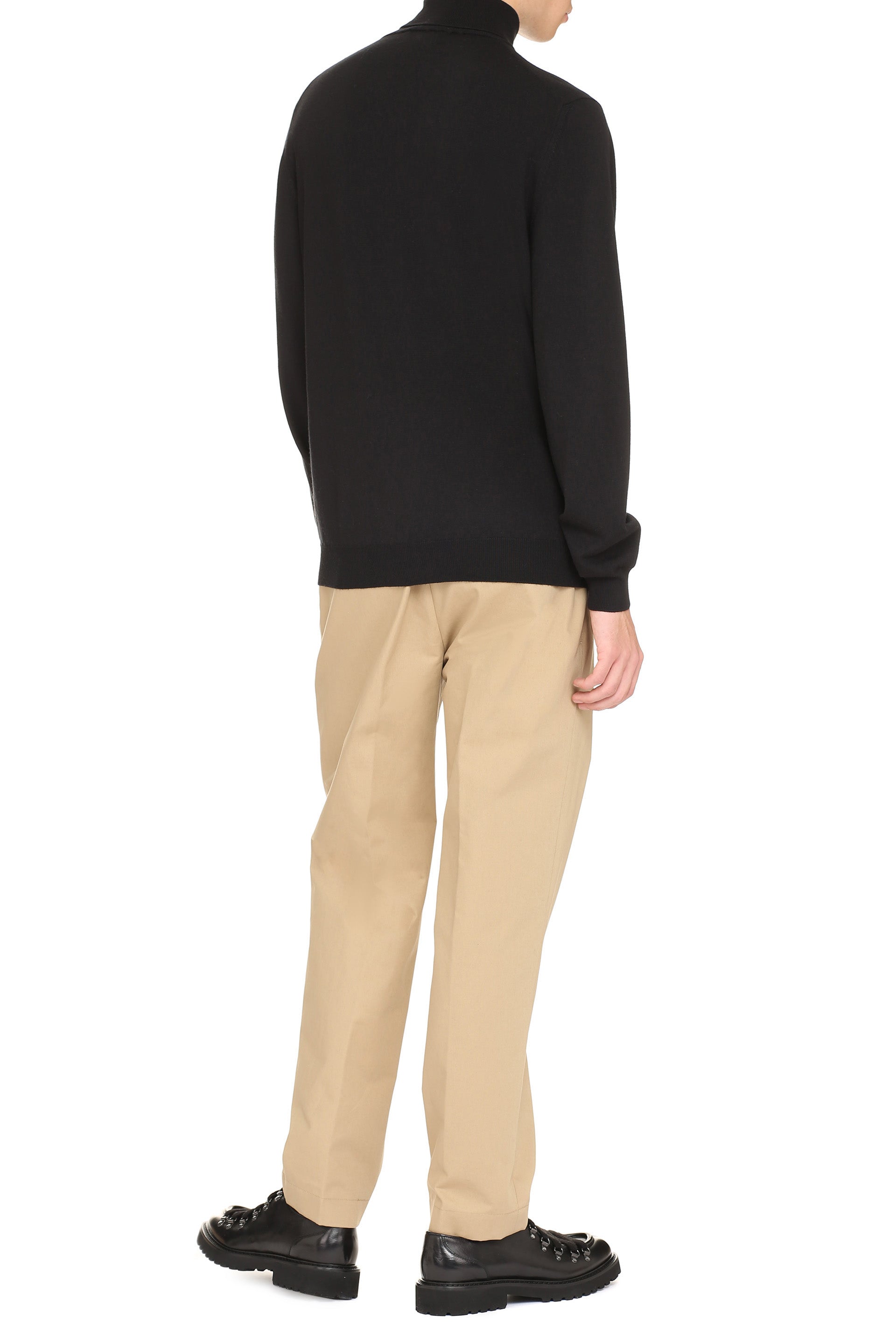 The Alphabet Extra-Fine Wool Turtleneck Sweater — Black, view 3