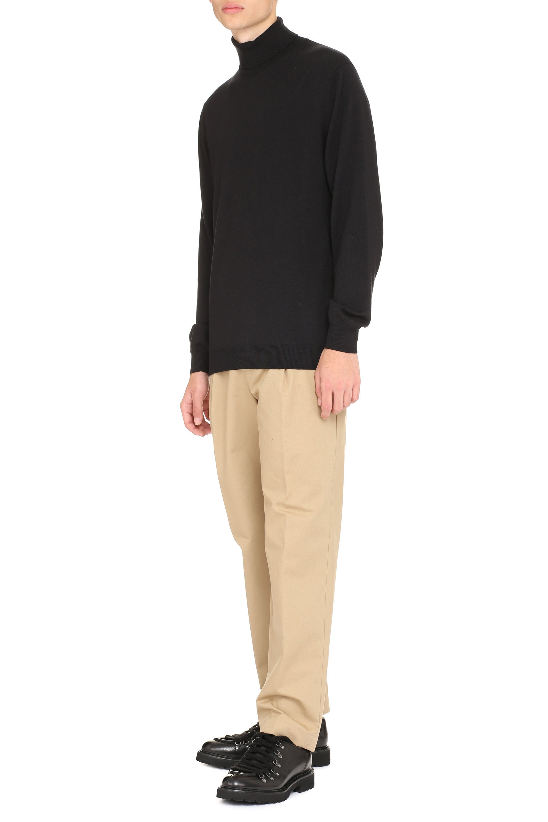 The Alphabet Extra-Fine Wool Turtleneck Sweater — Black, view 4