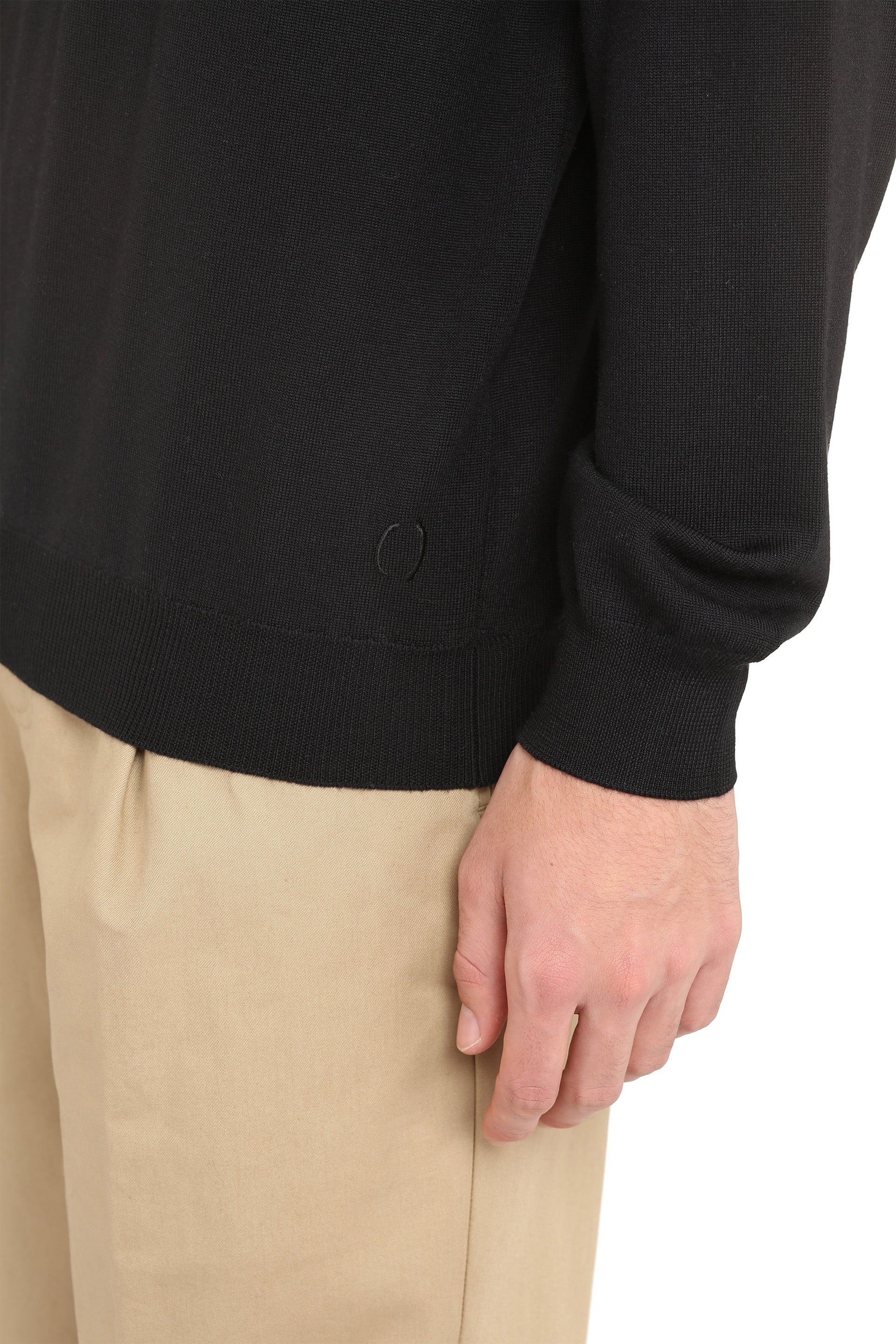 The Alphabet Extra-Fine Wool Turtleneck Sweater — Black, view 5