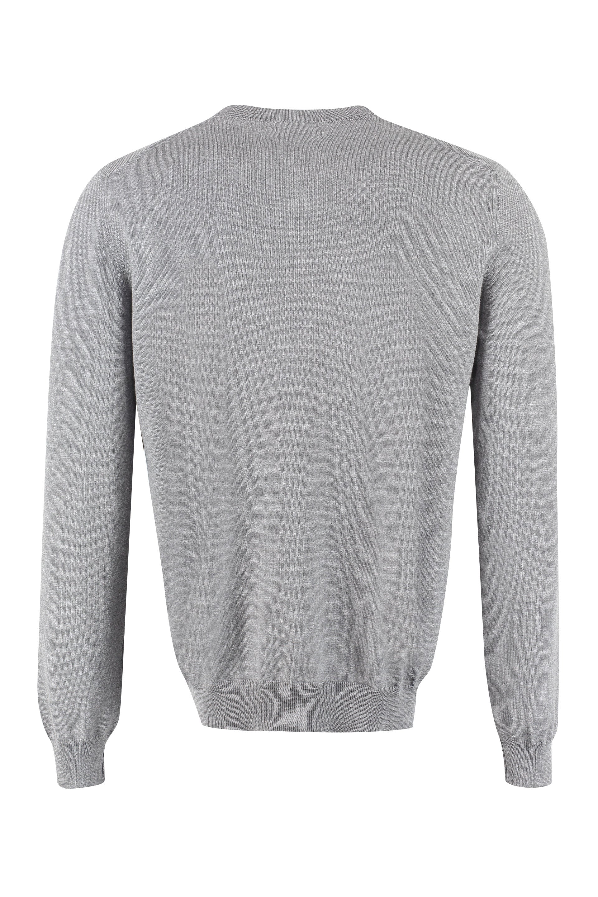 The Alphabet Extra-Fine Wool Crew-Neck Sweater — Gray, view 2