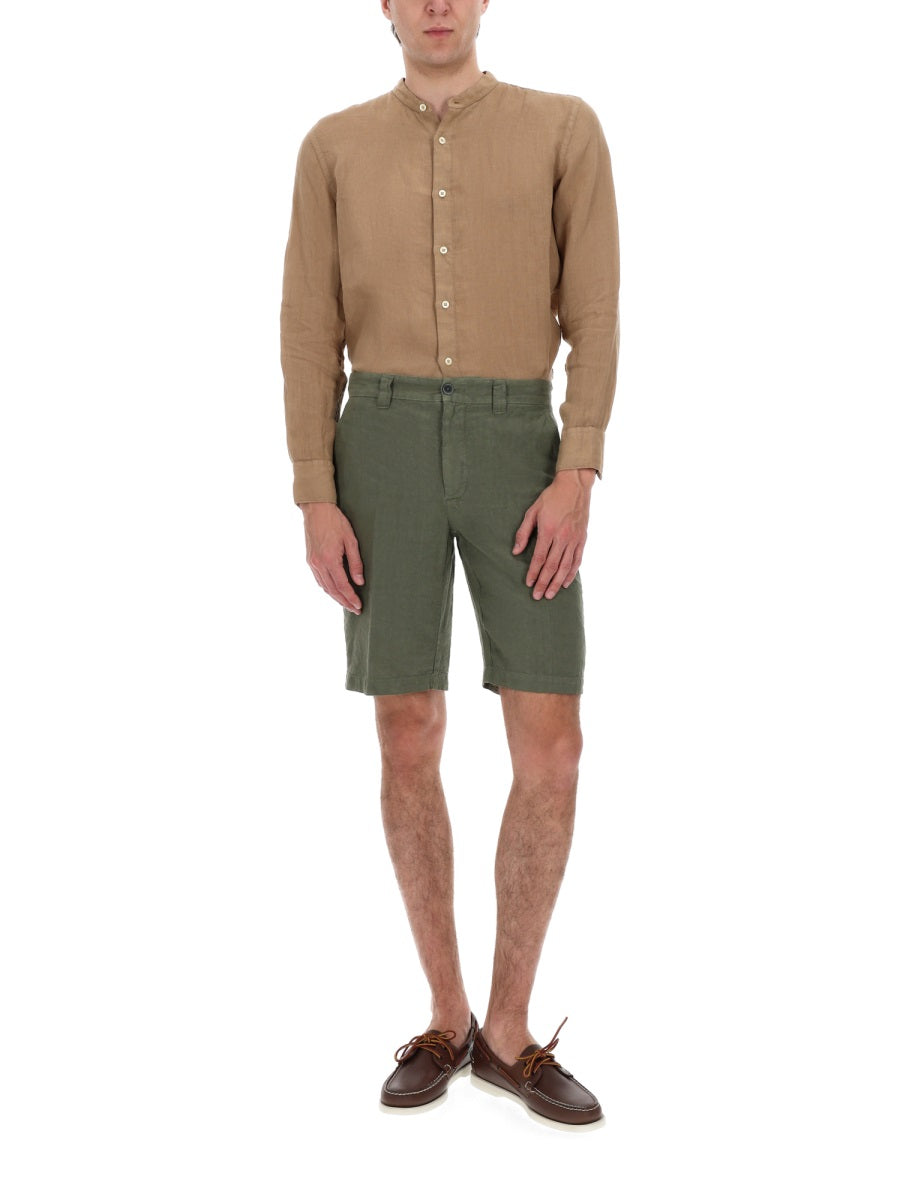 120% Lino Linen Bermuda Shorts — Green, view 3