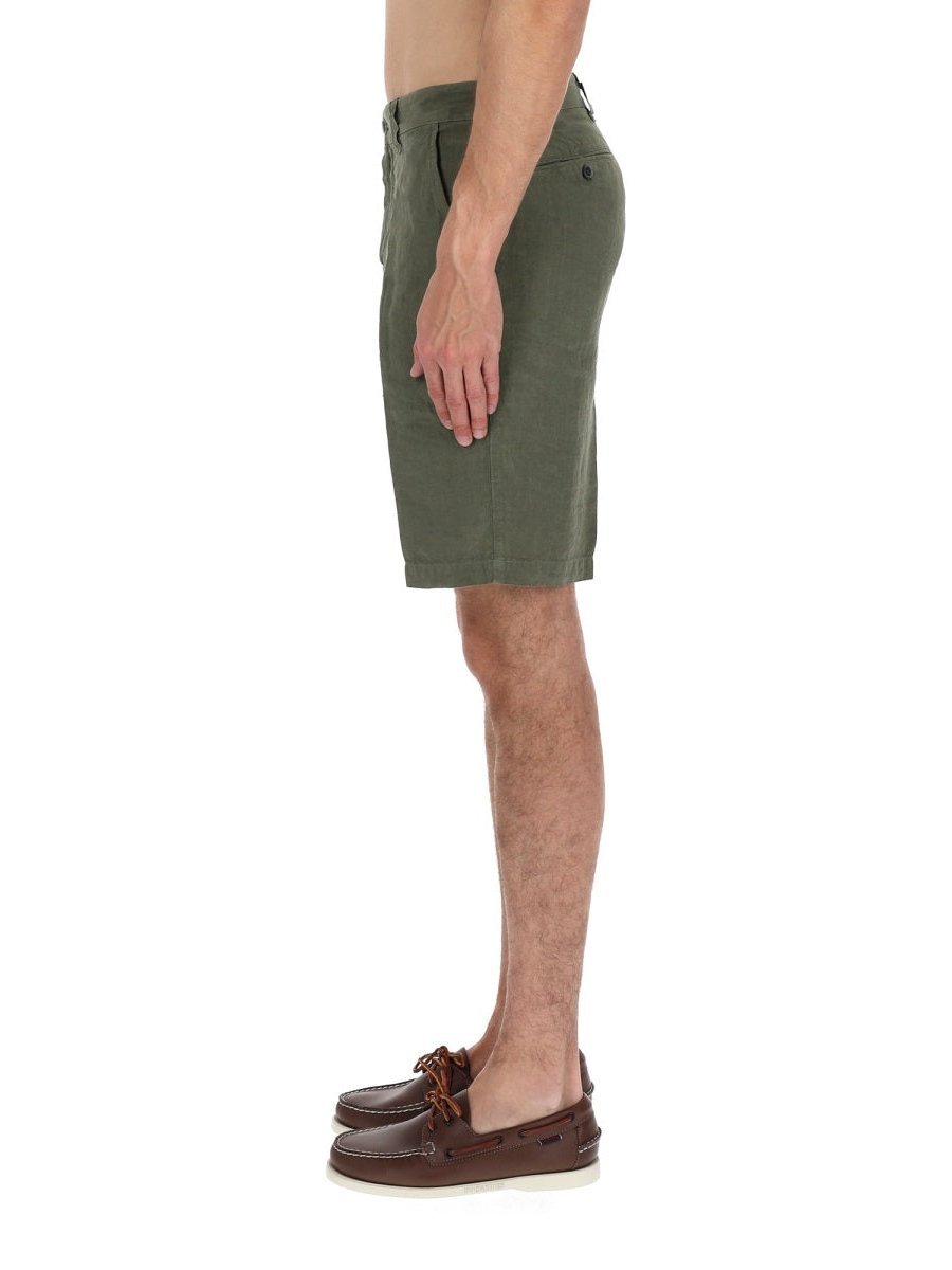 120% Lino Linen Bermuda Shorts — Green, view 4