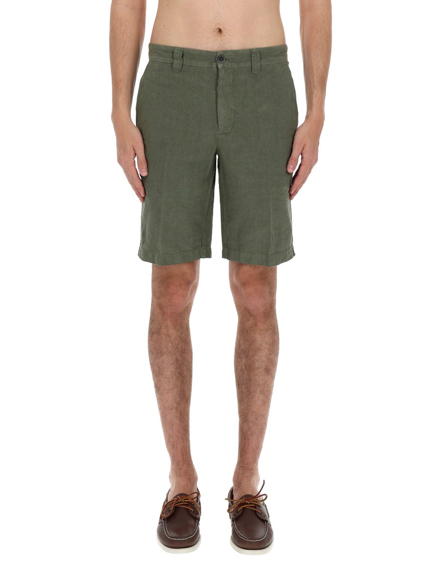 120% Lino Linen Bermuda Shorts — Green, view 6