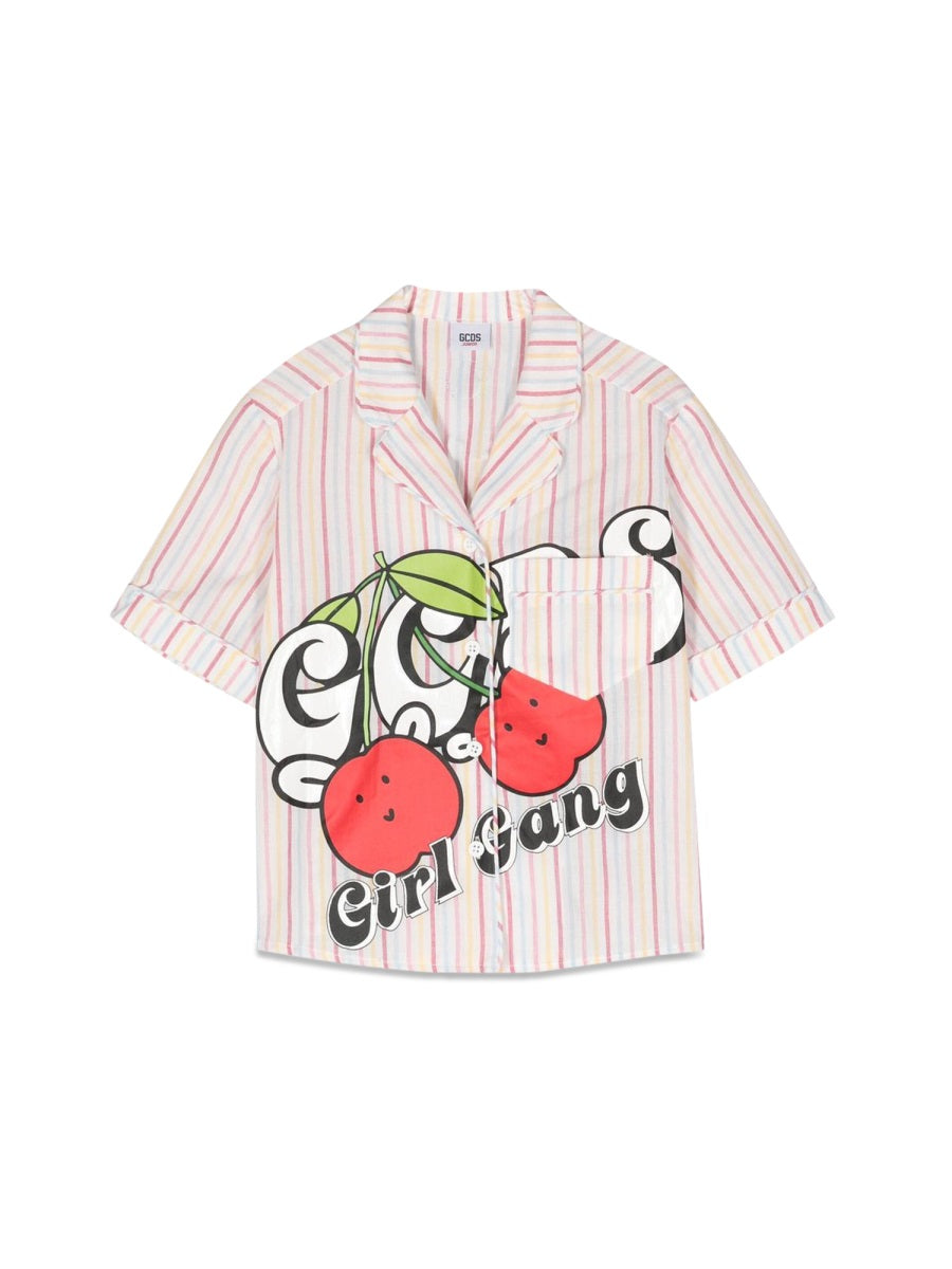 GCDS Striped Cotton Shirt — Pink by GCDS