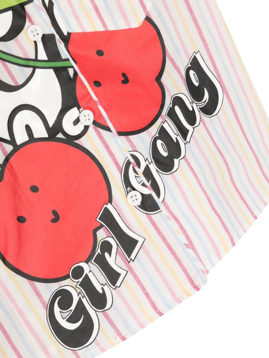 GCDS Striped Cotton Shirt — Pink, view 2