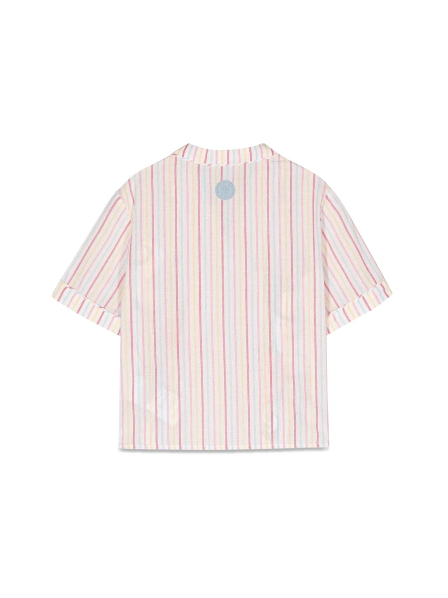 GCDS Striped Cotton Shirt — Pink, view 3