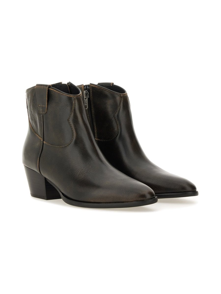 Ash Calf Leather Boots — Black by Ash