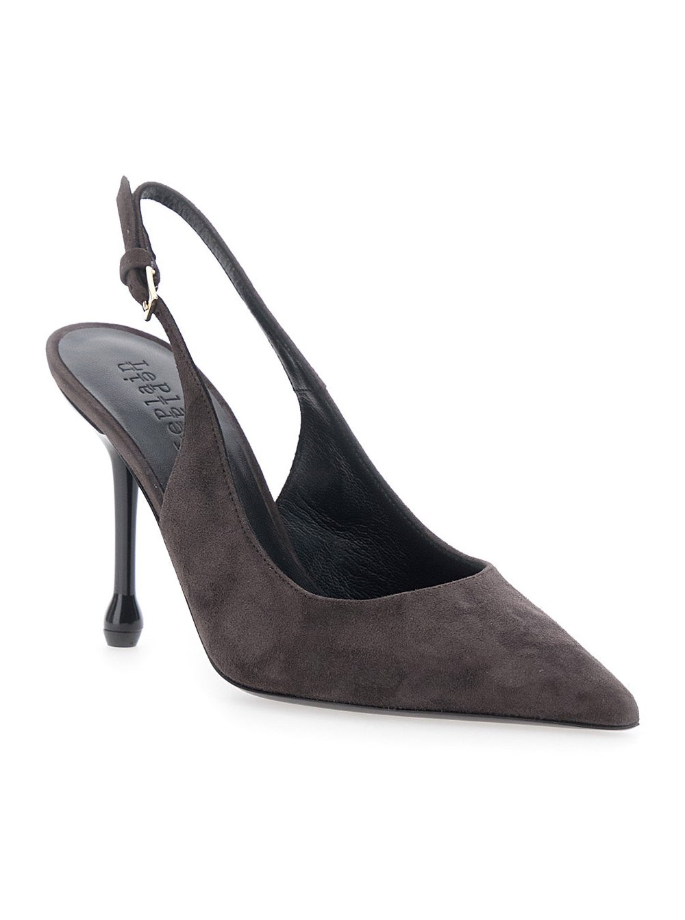 Leplain Suede Pointed-Toe Pump — Brown, view 2