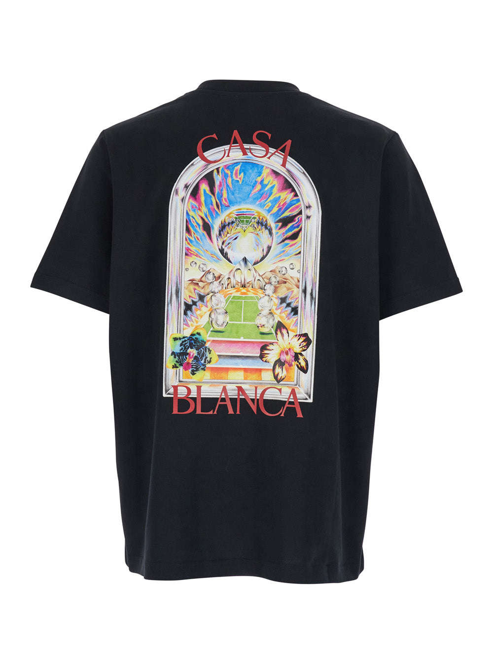 Casablanca Logo-Embroidered Cotton T-Shirt — Black, view 2