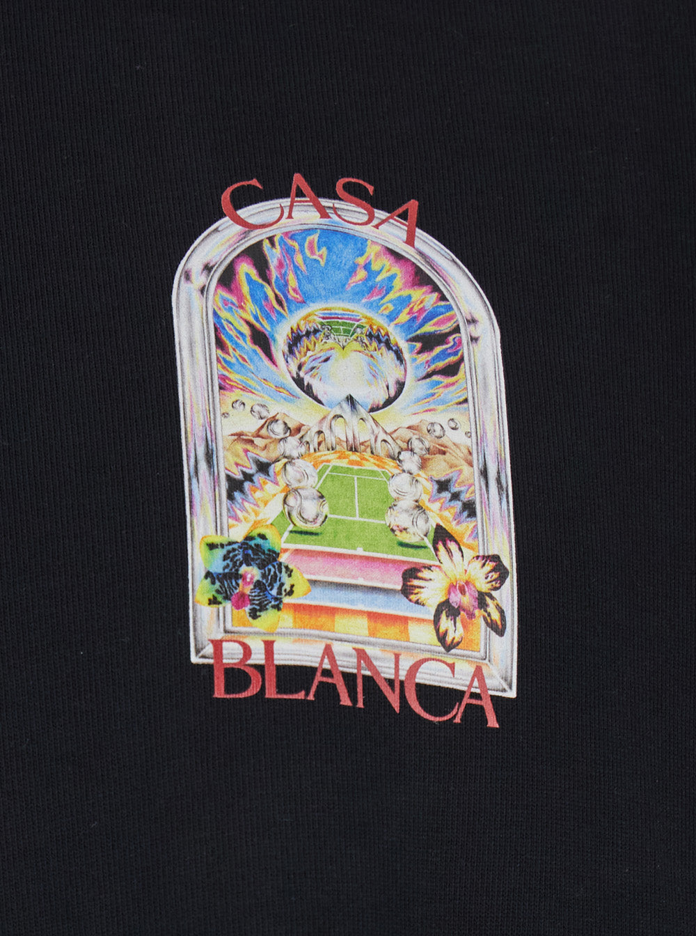 Casablanca Logo-Embroidered Cotton T-Shirt — Black, view 3