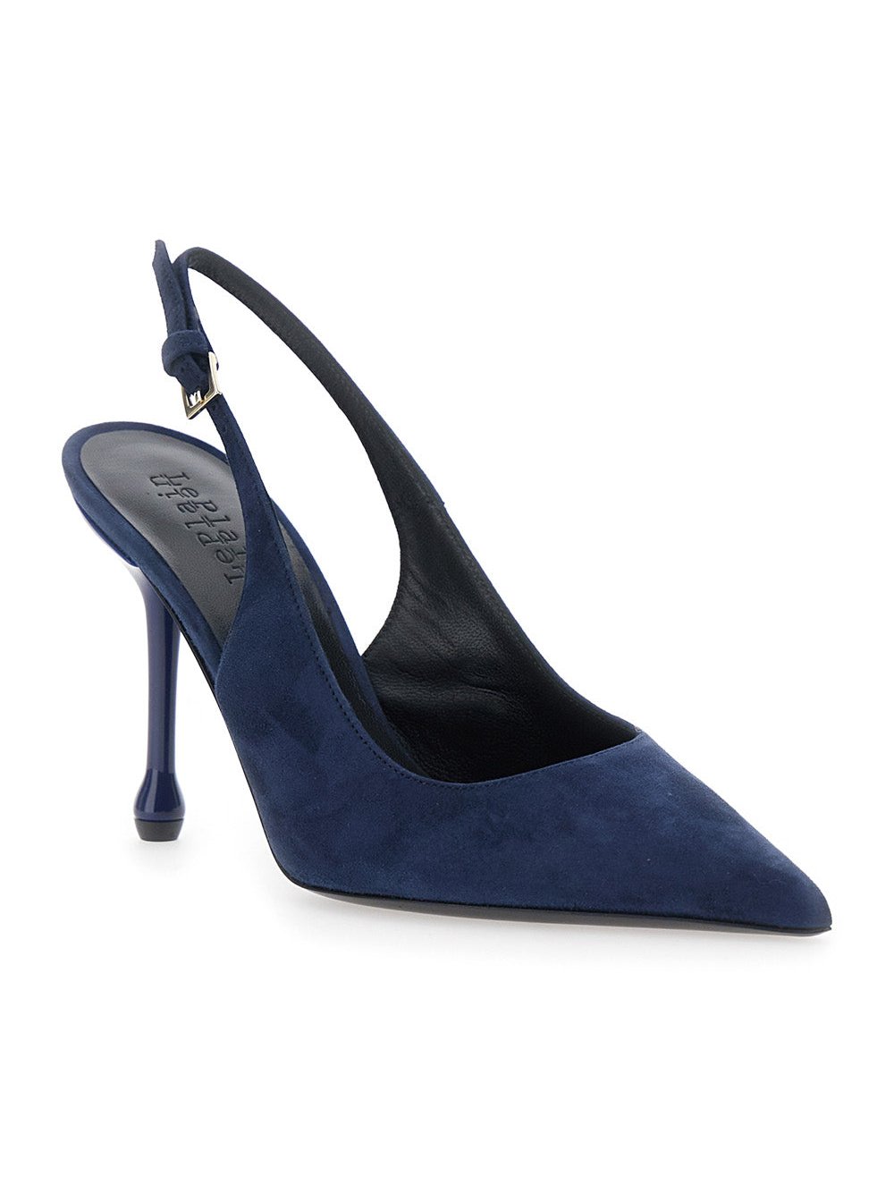 Leplain Pointed-Toe Suede Pump — Blue, view 2