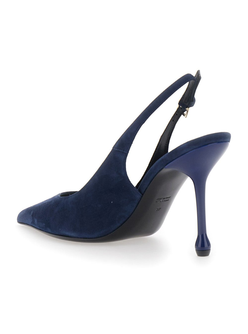 Leplain Pointed-Toe Suede Pump — Blue, view 3