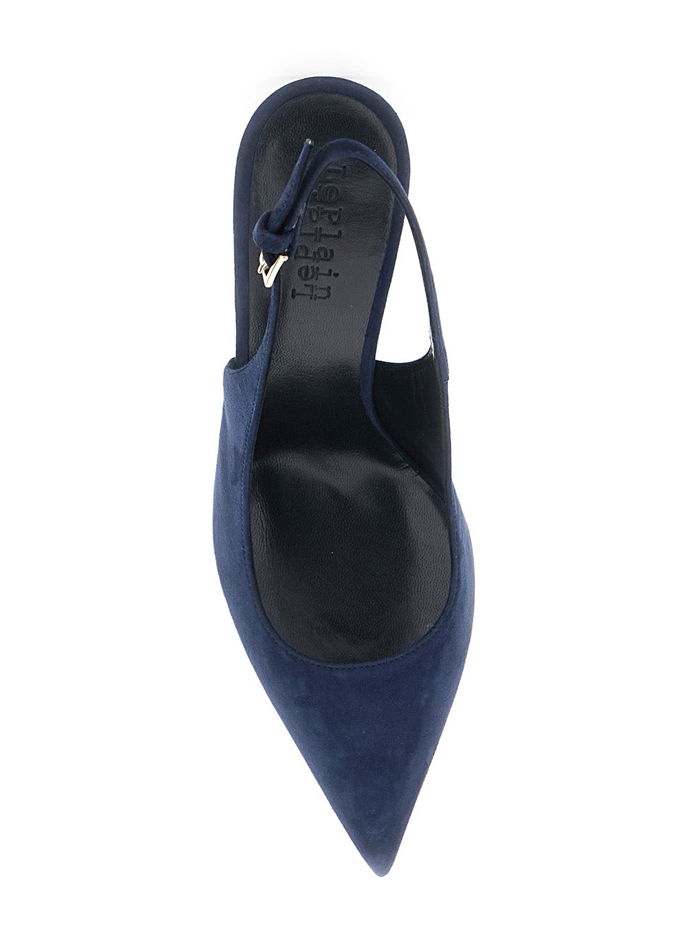 Leplain Pointed-Toe Suede Pump — Blue, view 4
