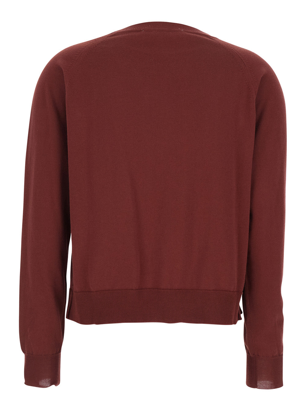 Jucca Crew Neck Cotton Sweater — Red, view 2