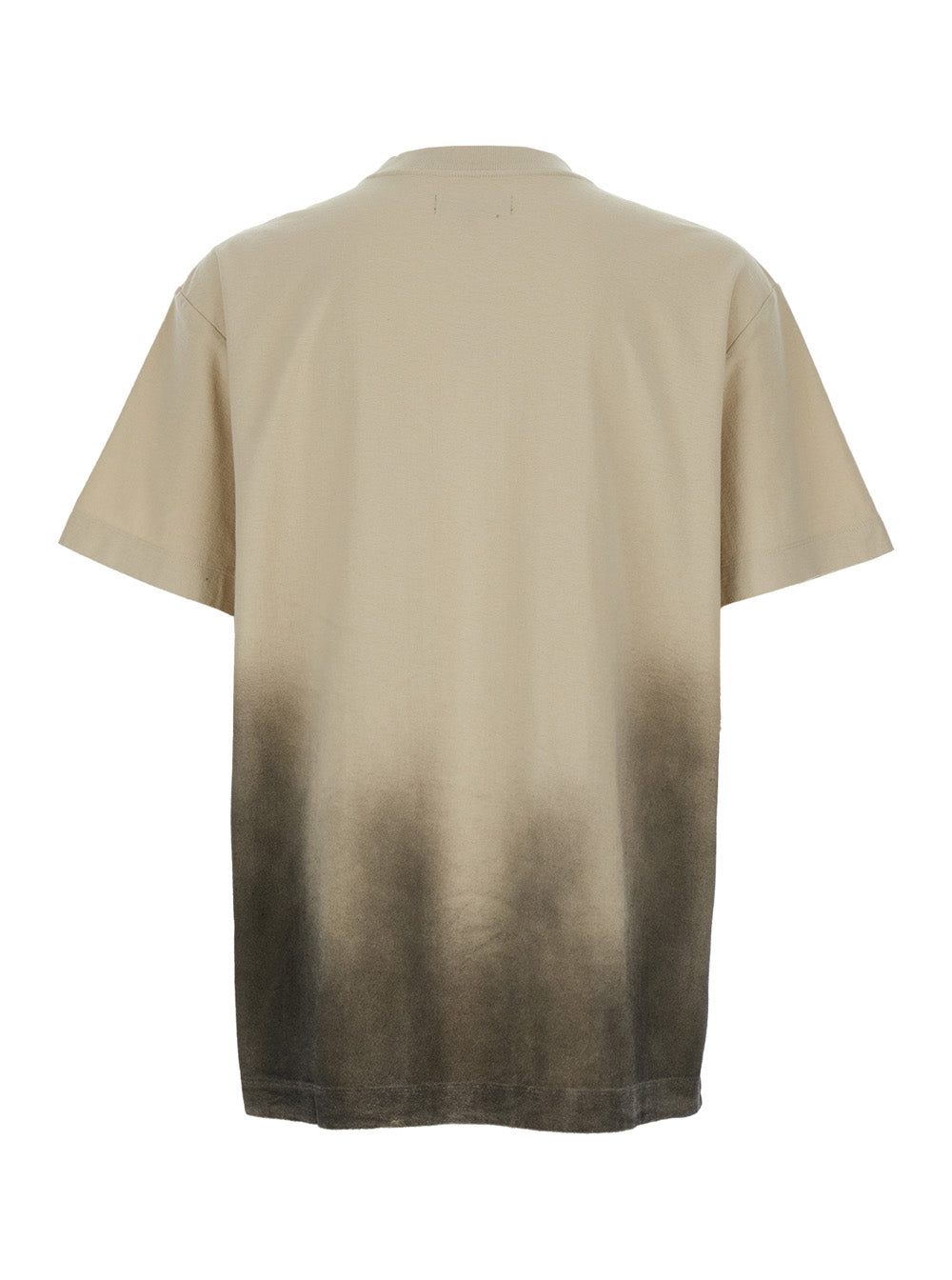 Purple Brand Logo-Print Faded T-Shirt — Beige, view 2