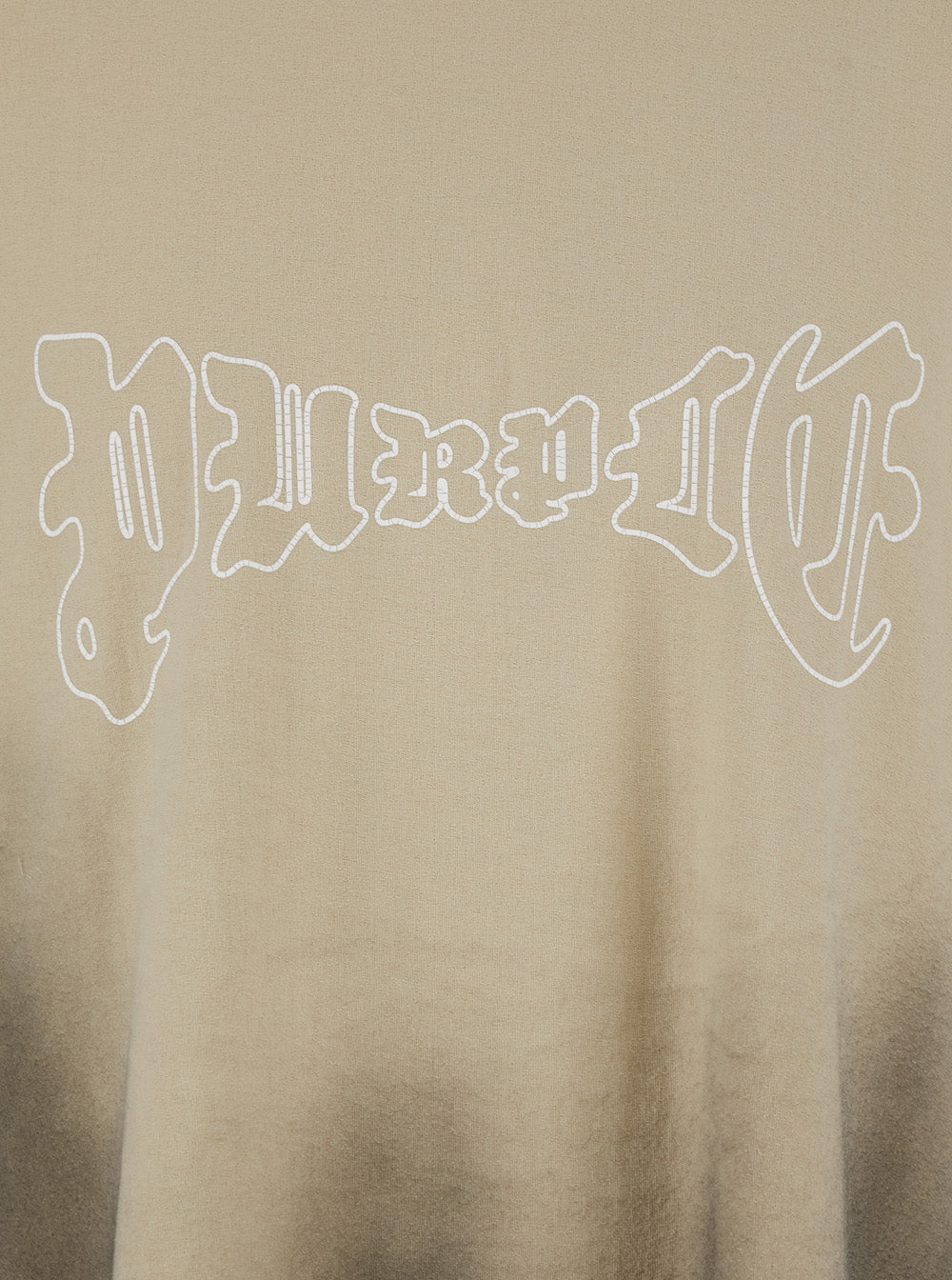 Purple Brand Logo-Print Faded T-Shirt — Beige, view 3