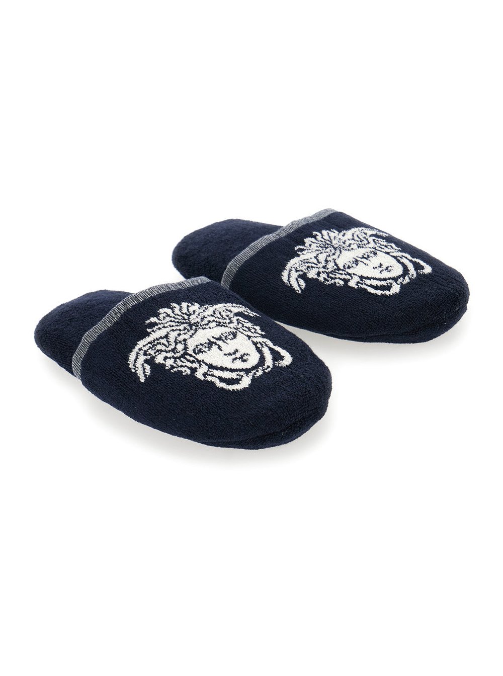 Versace Home Cotton Terry Slippers — Blue by Versace Home