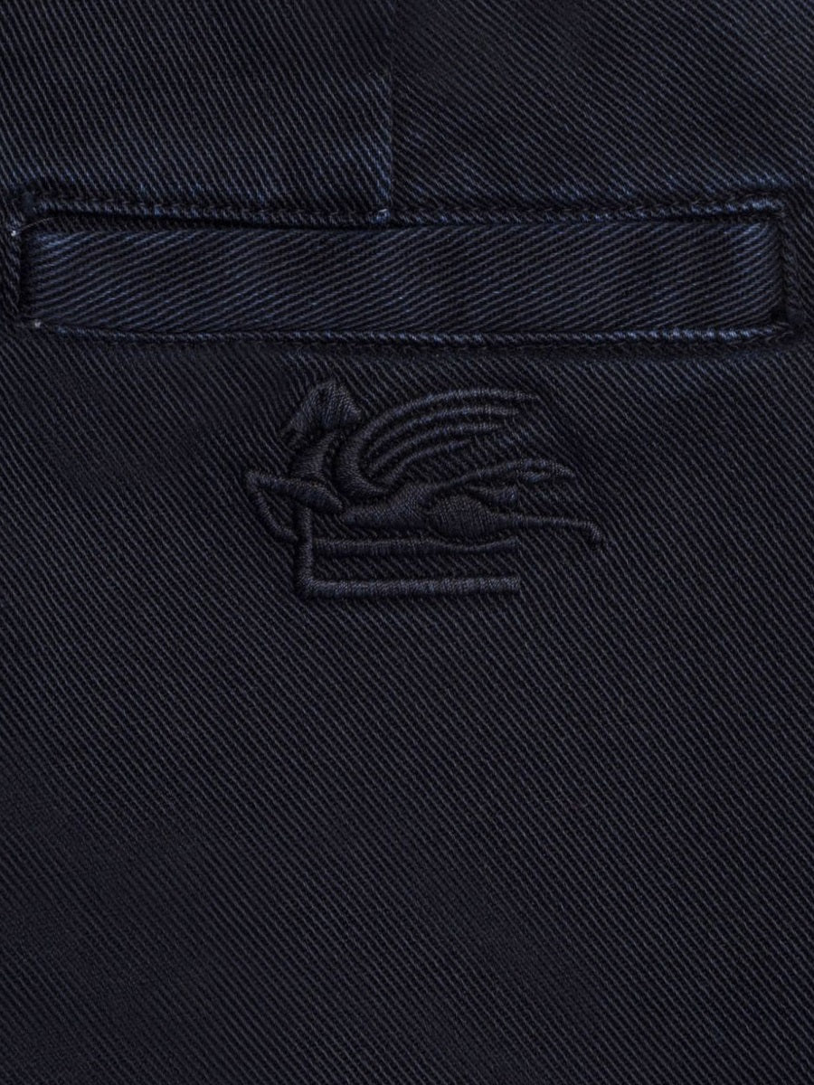 Etro Cotton-Blend Trousers — Blue, view 3