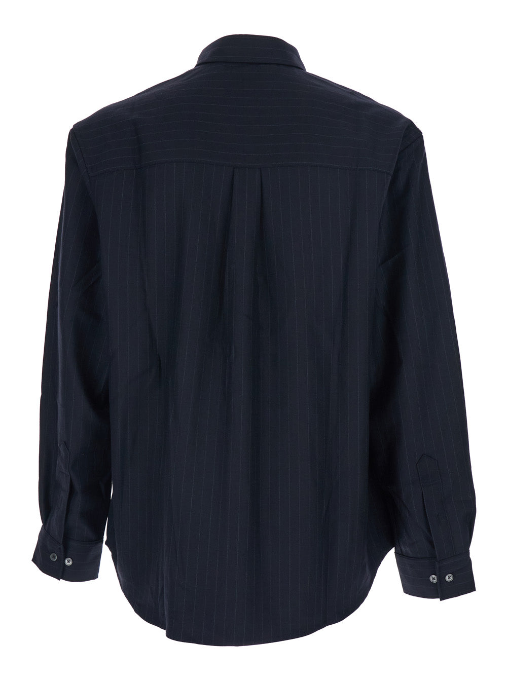 Tonywack Pinstriped Wool Blend Shirt — Navy, view 2