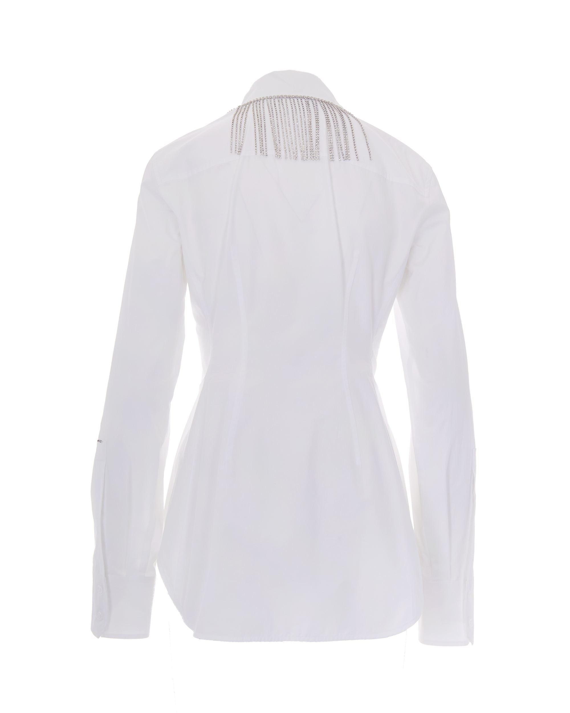 Sportmax Jewelled Fringe Collar Shirt — White, view 2