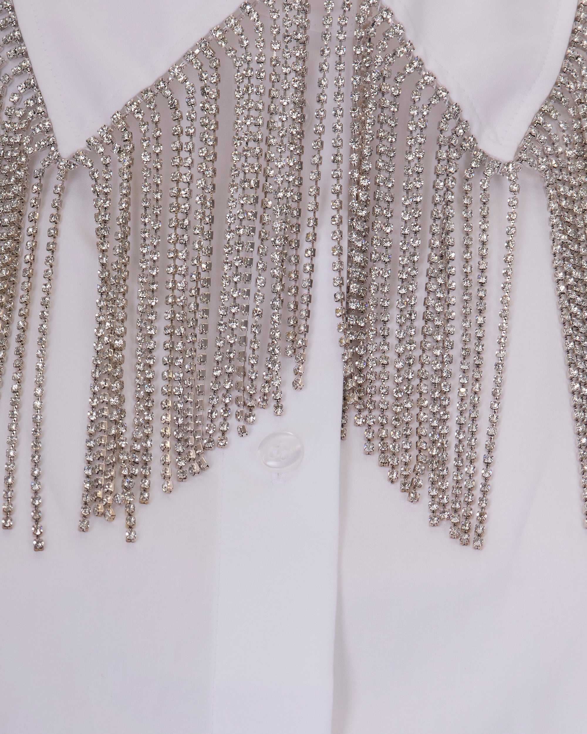 Sportmax Jewelled Fringe Collar Shirt — White, view 3