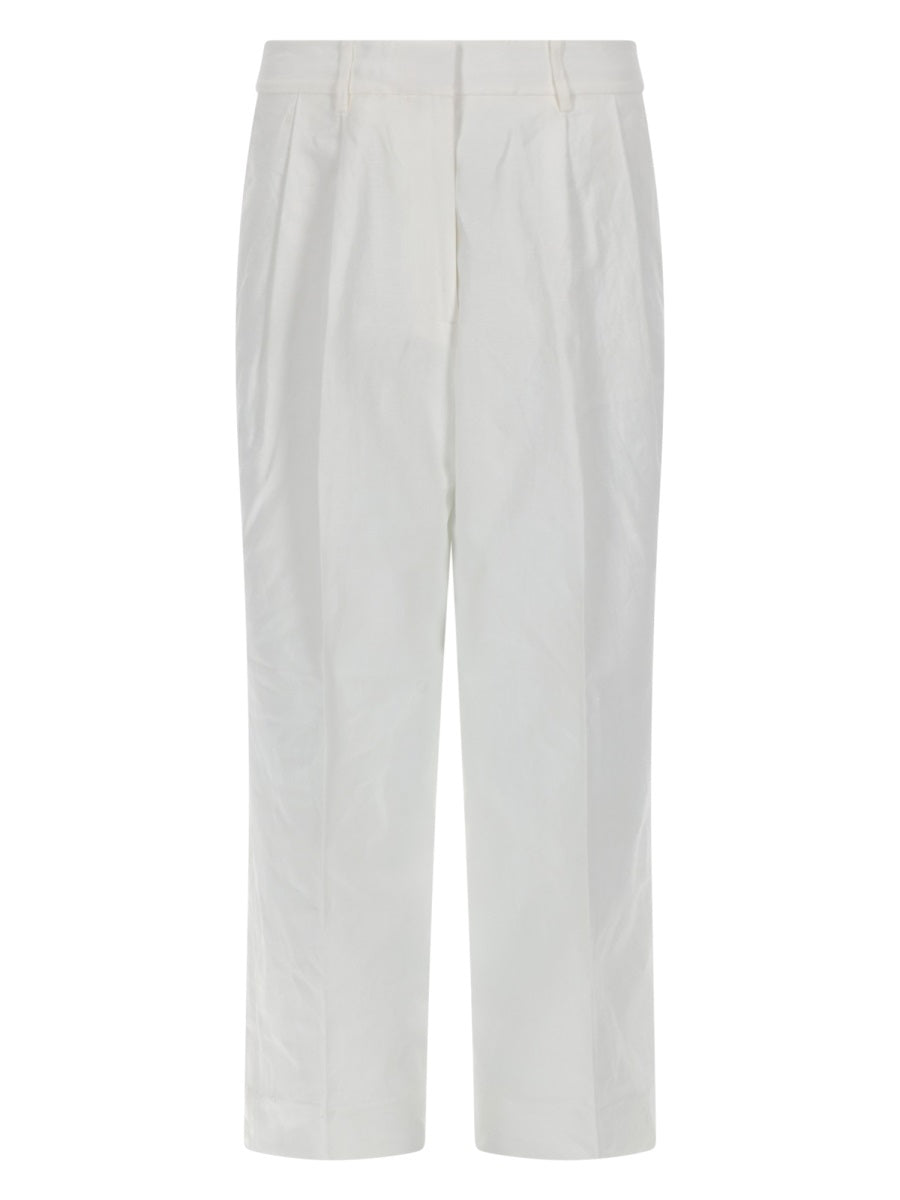 Michael Michael Kors Linen-Cotton Wide Leg Trousers — White by Michael Michael Kors