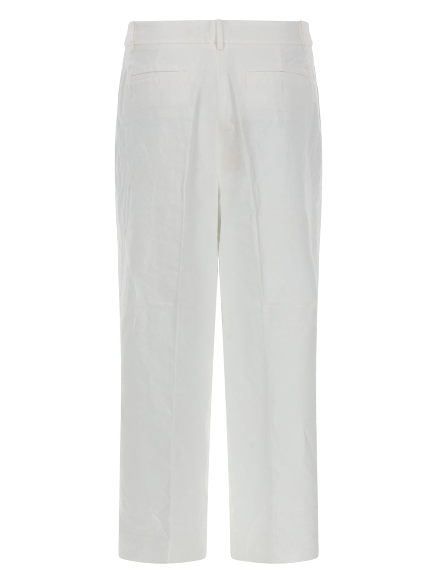 Michael Michael Kors Linen-Cotton Wide Leg Trousers — White, view 2