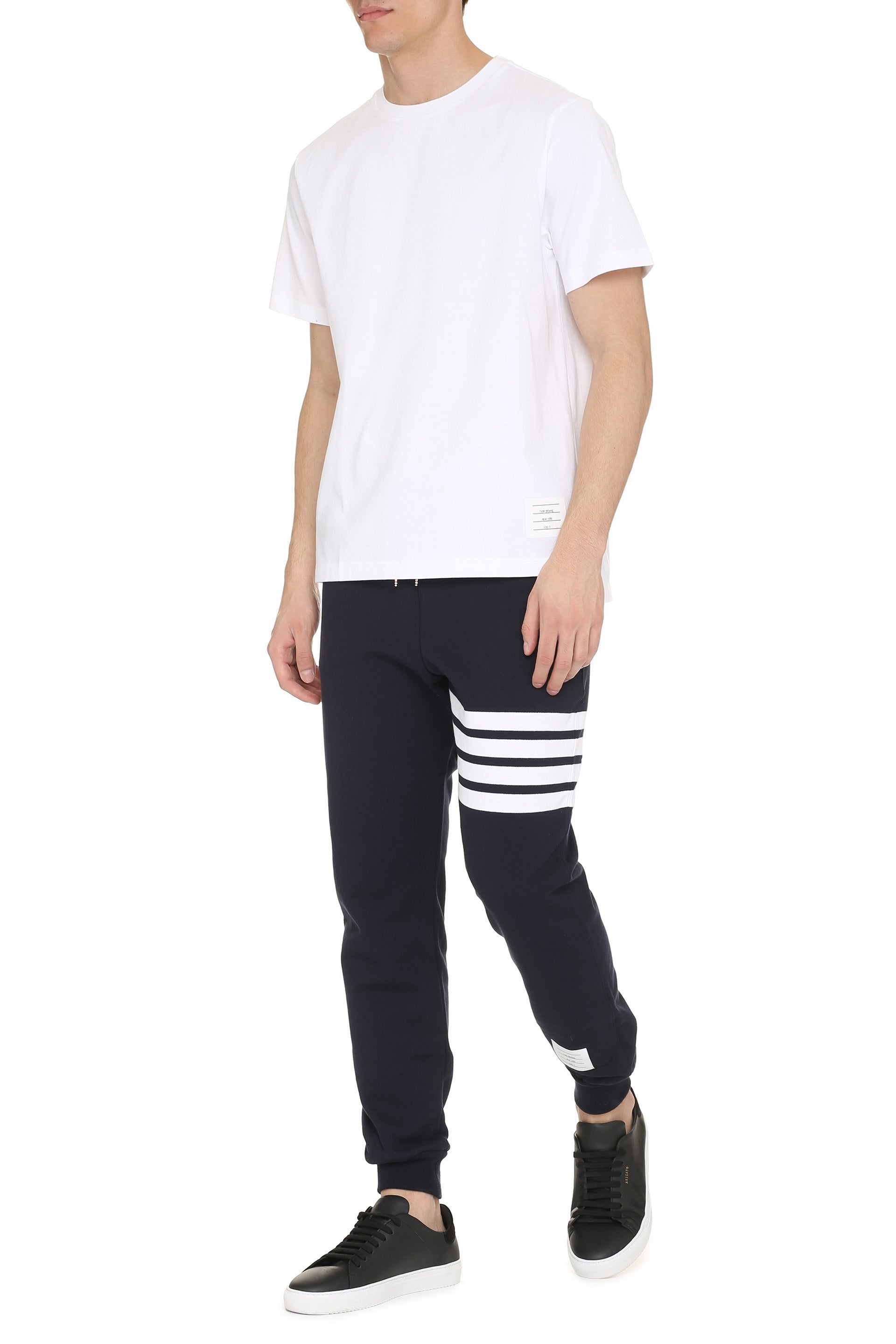 Thom Browne Crew-Neck Cotton T-Shirt — White, view 3