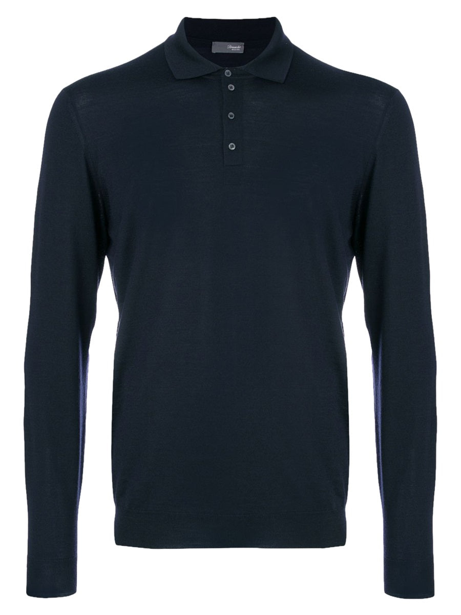 Drumohr Merino Wool Polo Shirt — Blue by Drumohr