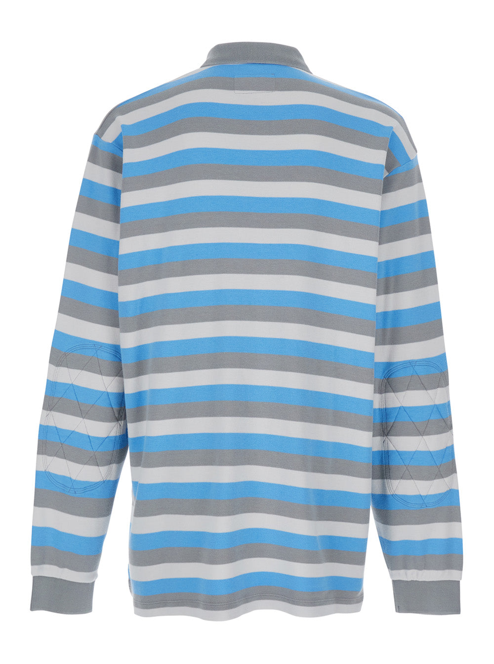 Erl Striped Cotton Polo — Blue, view 2