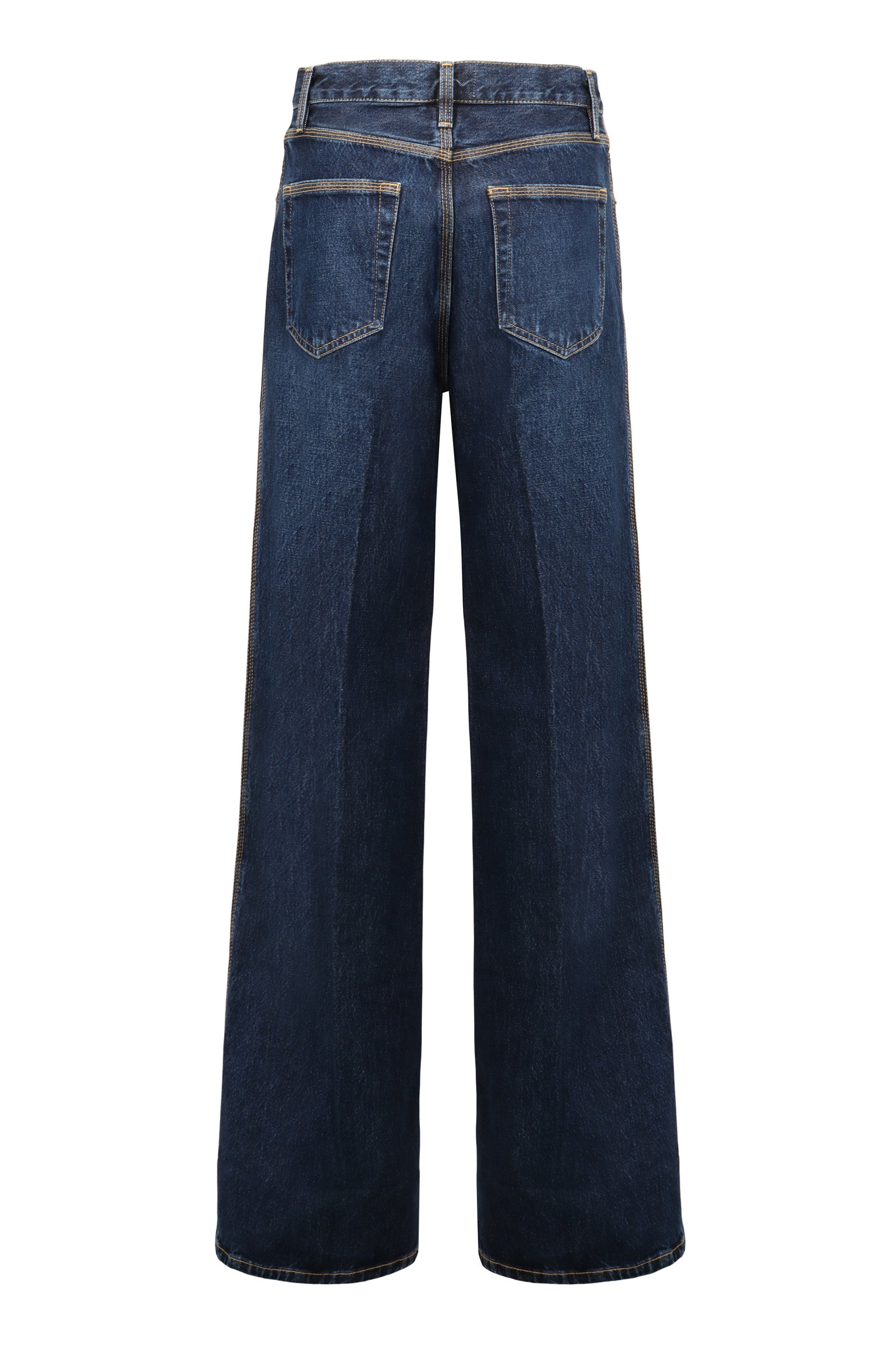 Frame Wide-Leg Cotton Jeans — Blue, view 2