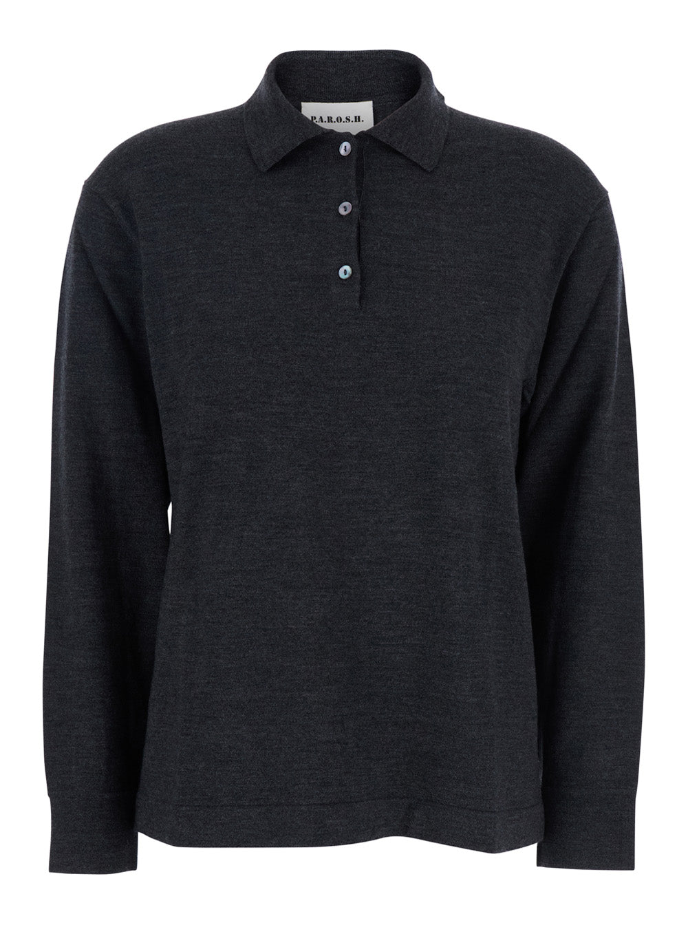 P.A.R.O.S.H. Wool Blend Polo Shirt — Gray by Parosh