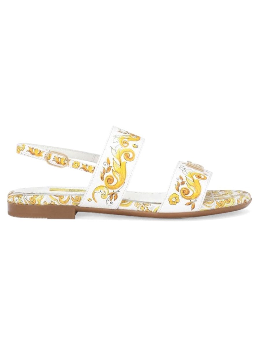 Dolce & Gabbana Printed Calf Leather Sandals — Yellow by Dolce Gabbana