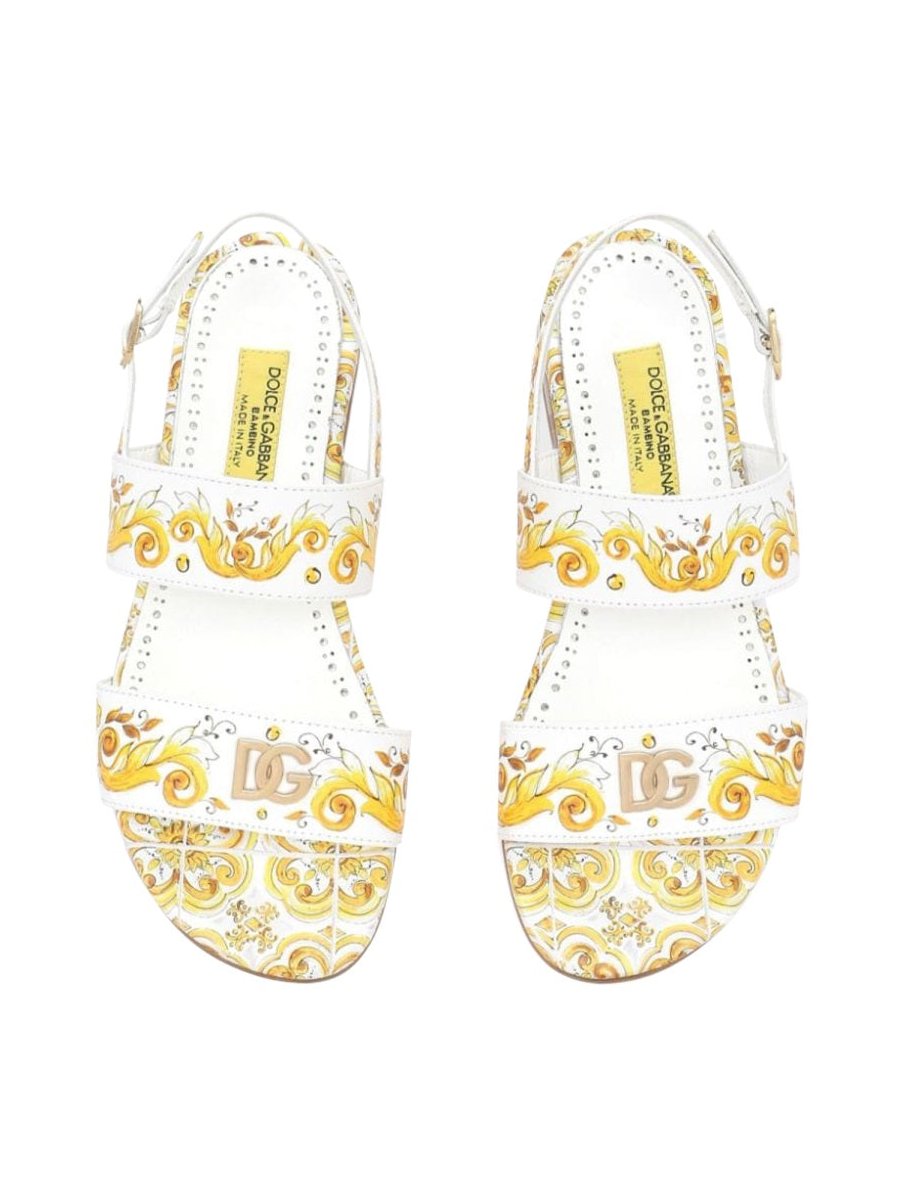 Dolce & Gabbana Printed Calf Leather Sandals — Yellow, view 2