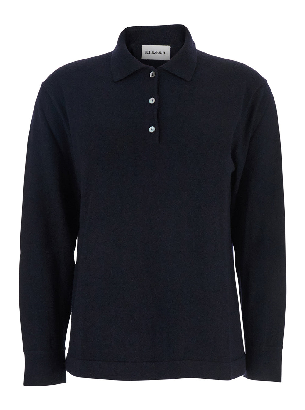 P.A.R.O.S.H. Wool-Cashmere Blend Polo Shirt — Navy by Parosh