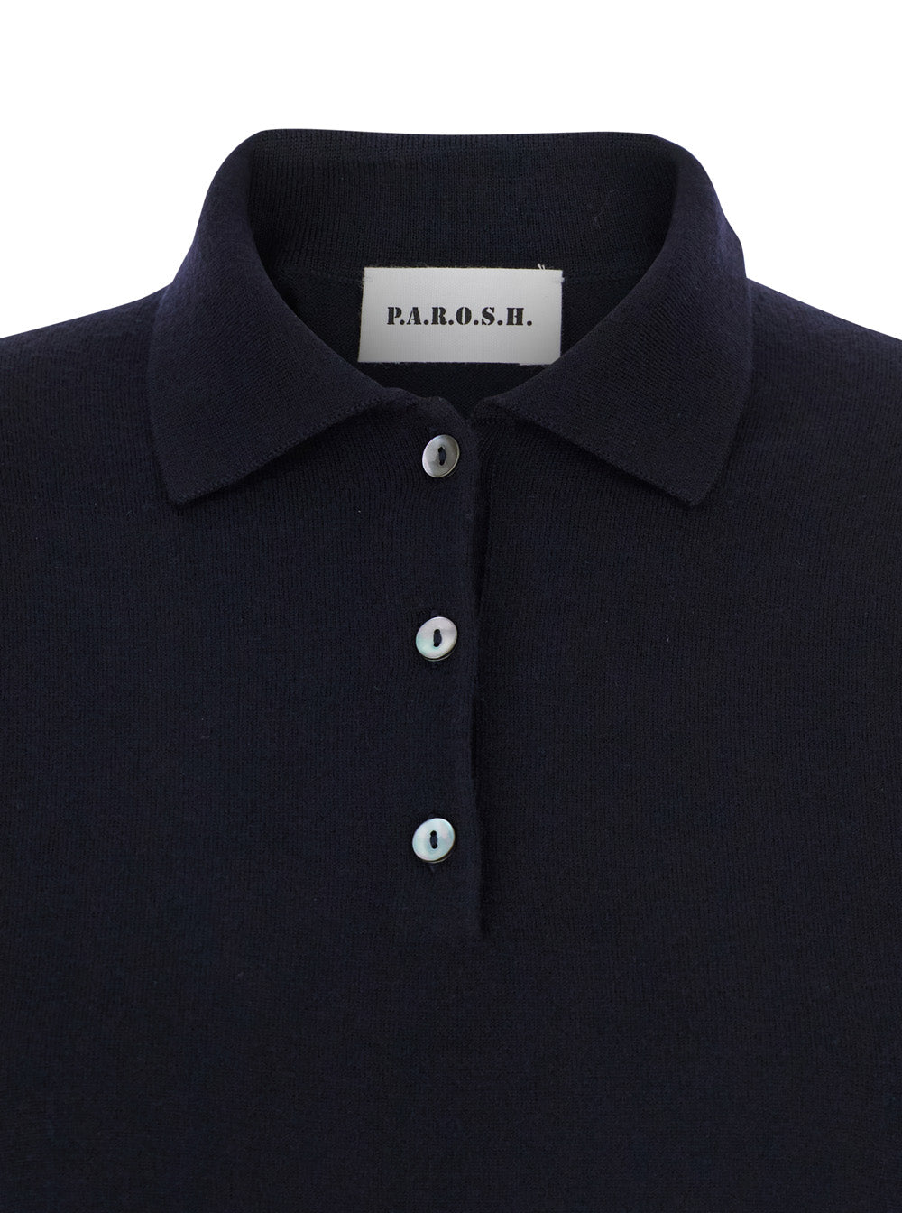 P.A.R.O.S.H. Wool-Cashmere Blend Polo Shirt — Navy, view 3