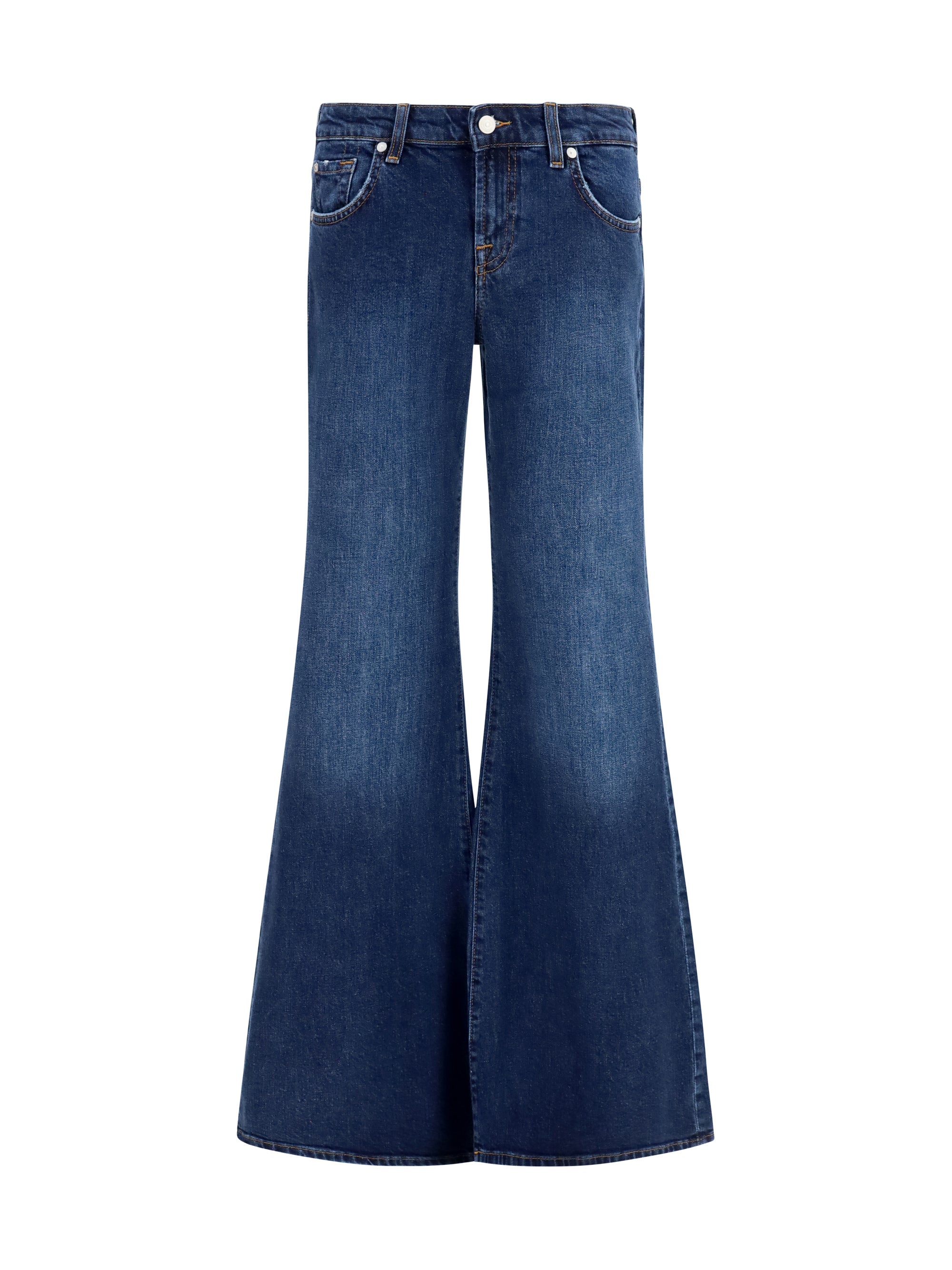 7 For All Mankind Low-Rise Flared Jeans — Blue, view 2