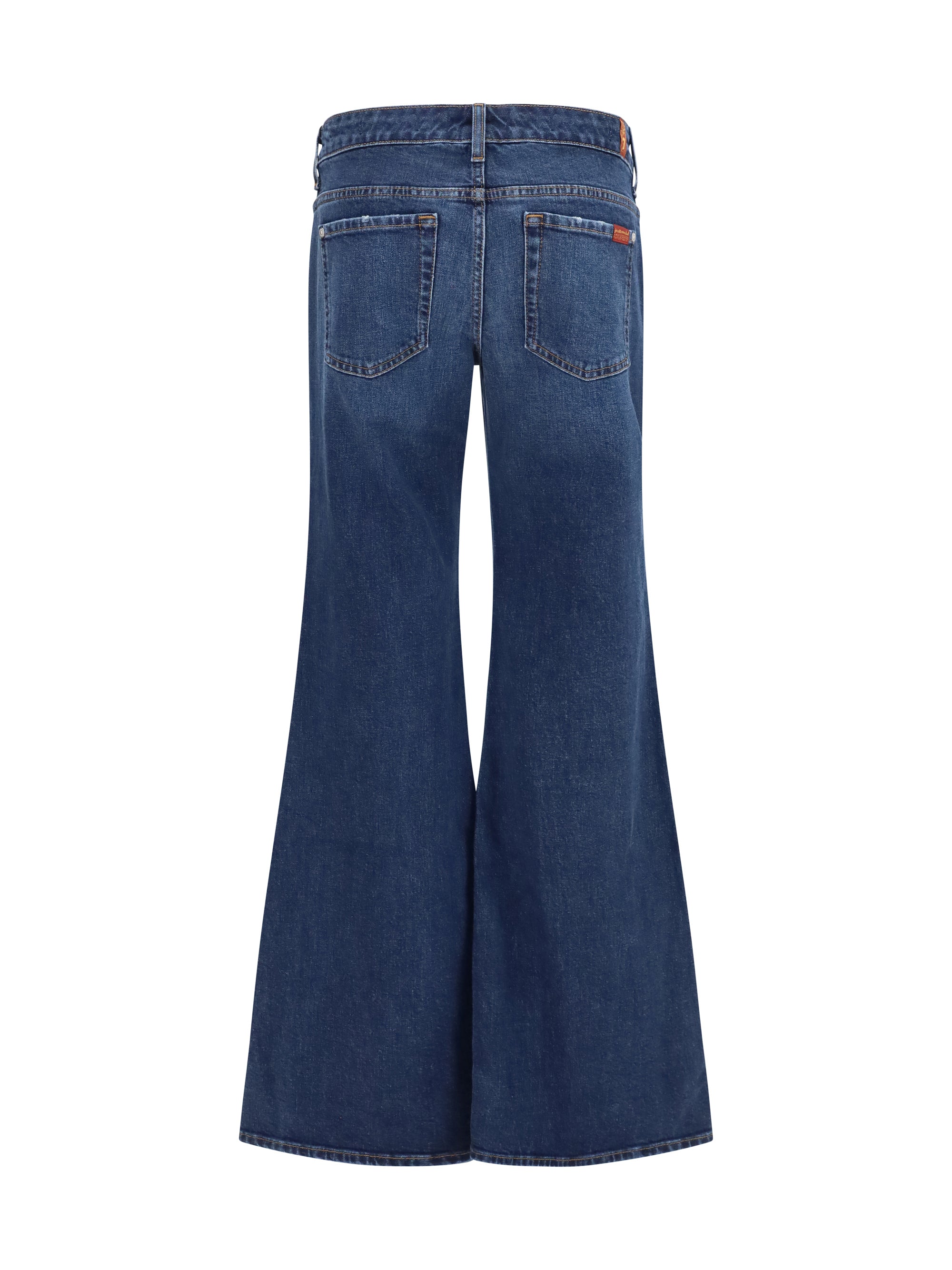 7 For All Mankind Low-Rise Flared Jeans — Blue, view 3
