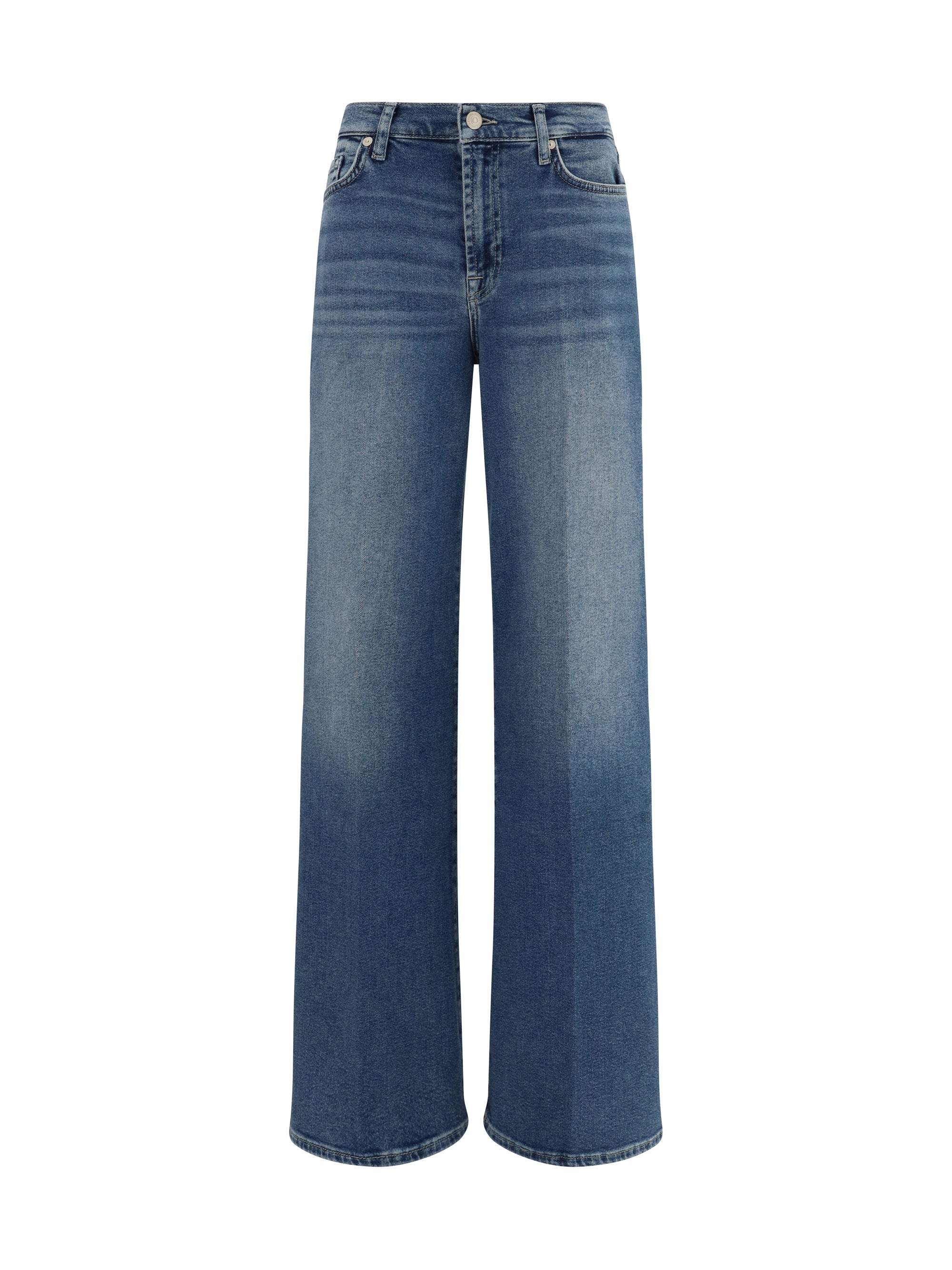 7 For All Mankind High-Stretch Flared Denim Jeans — Blue by 7 For All Mankind