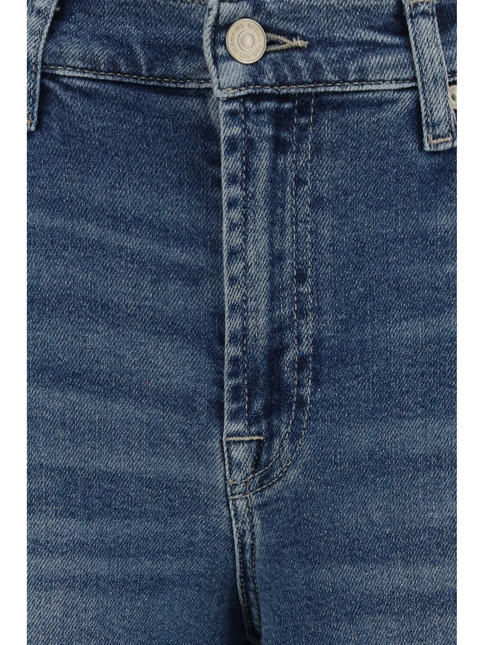 7 For All Mankind High-Stretch Flared Denim Jeans — Blue, view 3